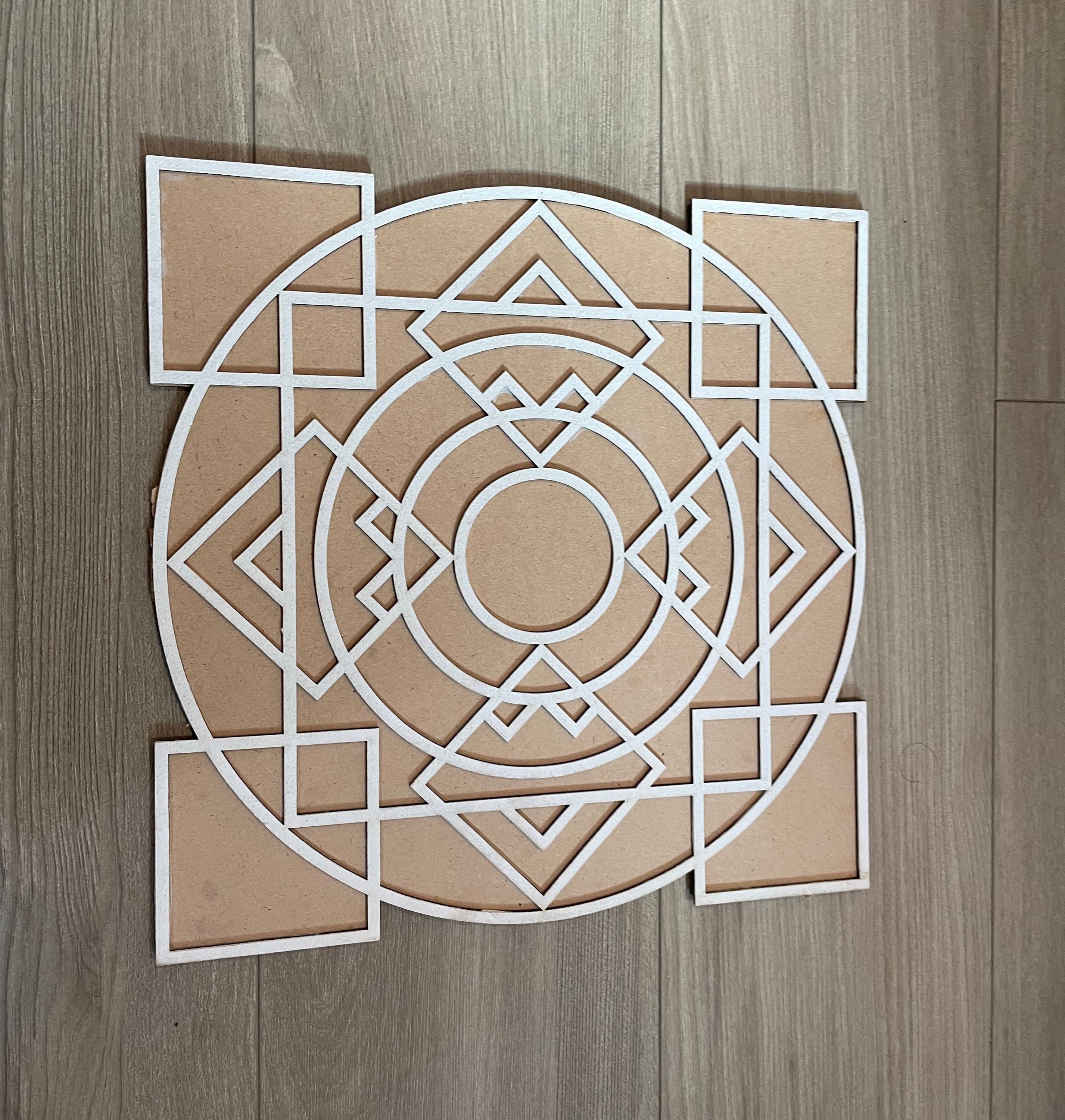 MDF Rangoli Base 11.5" – Geometric Home Decor, Entryway Accent