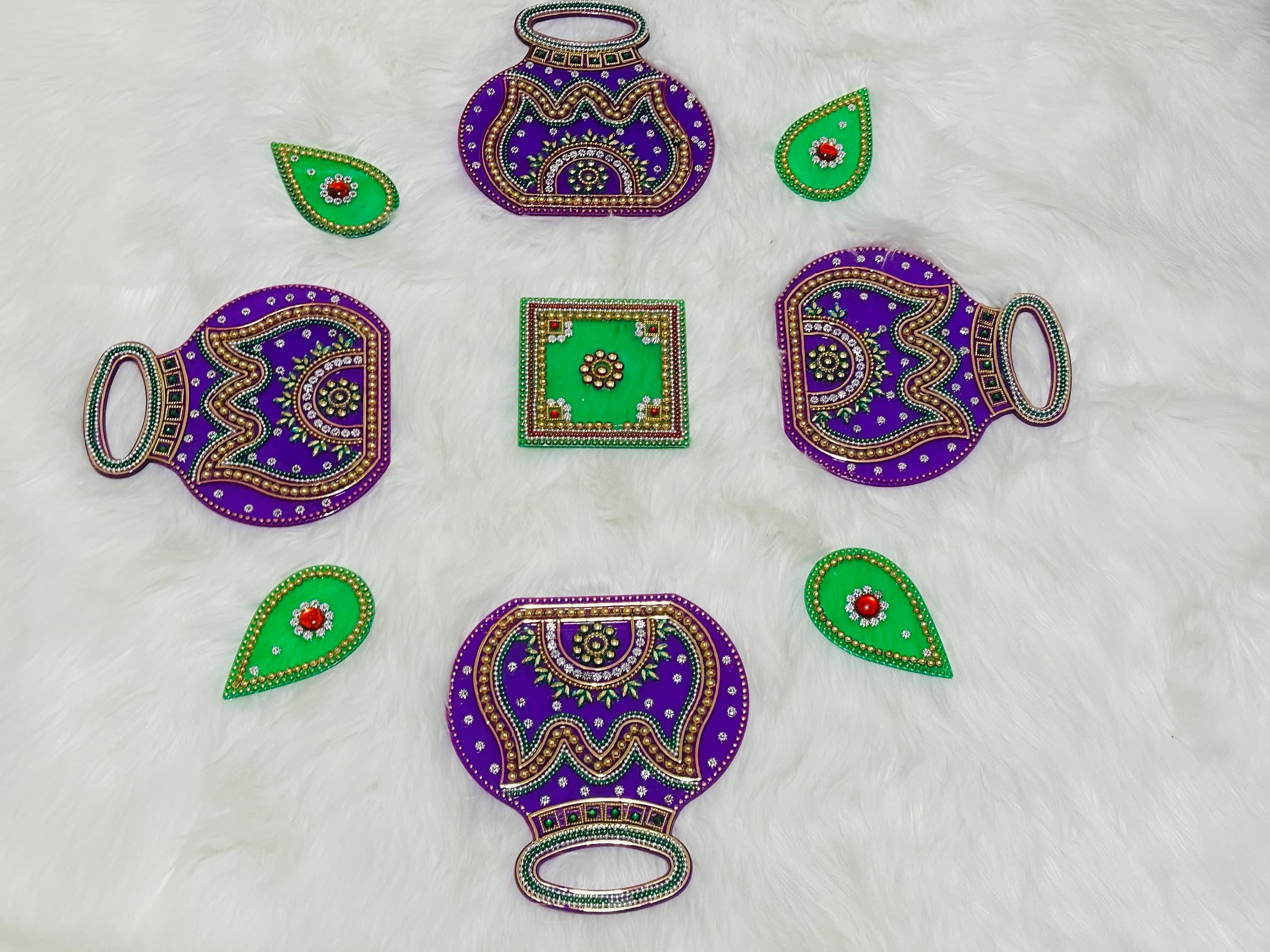 Ethnic Acrylic Rangoli Set for Festive Decor, Thamboolam, Return Gifts