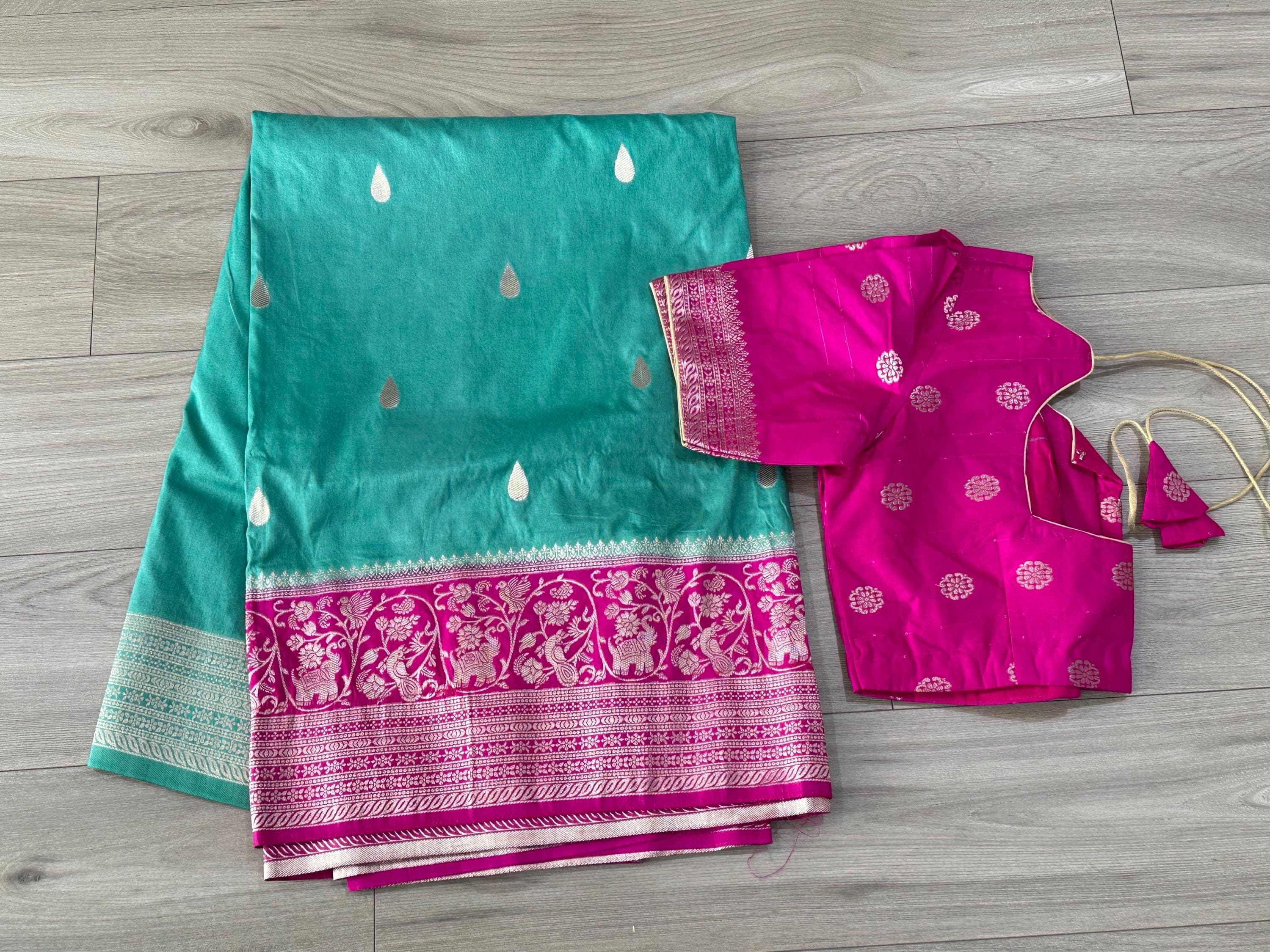 Banarasi Raw Mango Saree with Raindrop Design | Soft Fabric | Festive, Wedding, Party Wear | Traditional Indian Saree