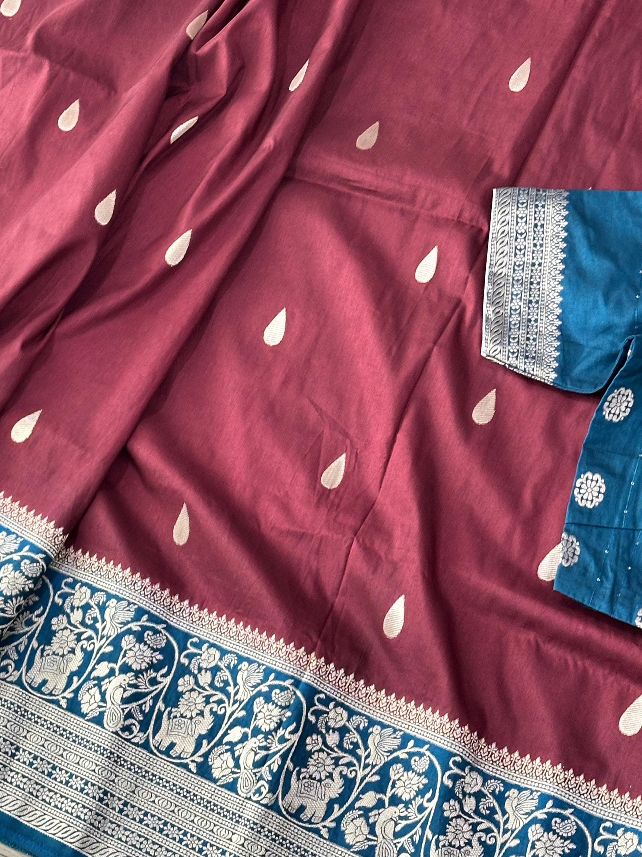 Banarasi Raw Mango Saree with Raindrop Design | Soft Fabric | Festive, Wedding, Party Wear | Traditional Indian Saree
