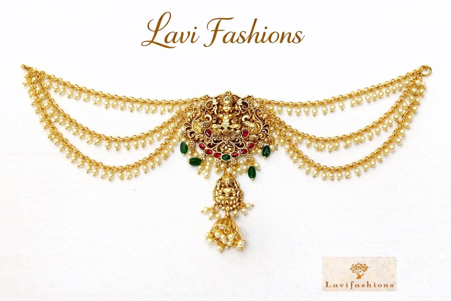 Kemp Hair Pin, Three Layered Pearl Bun Billa, Jadau Rakodi Juda Pin