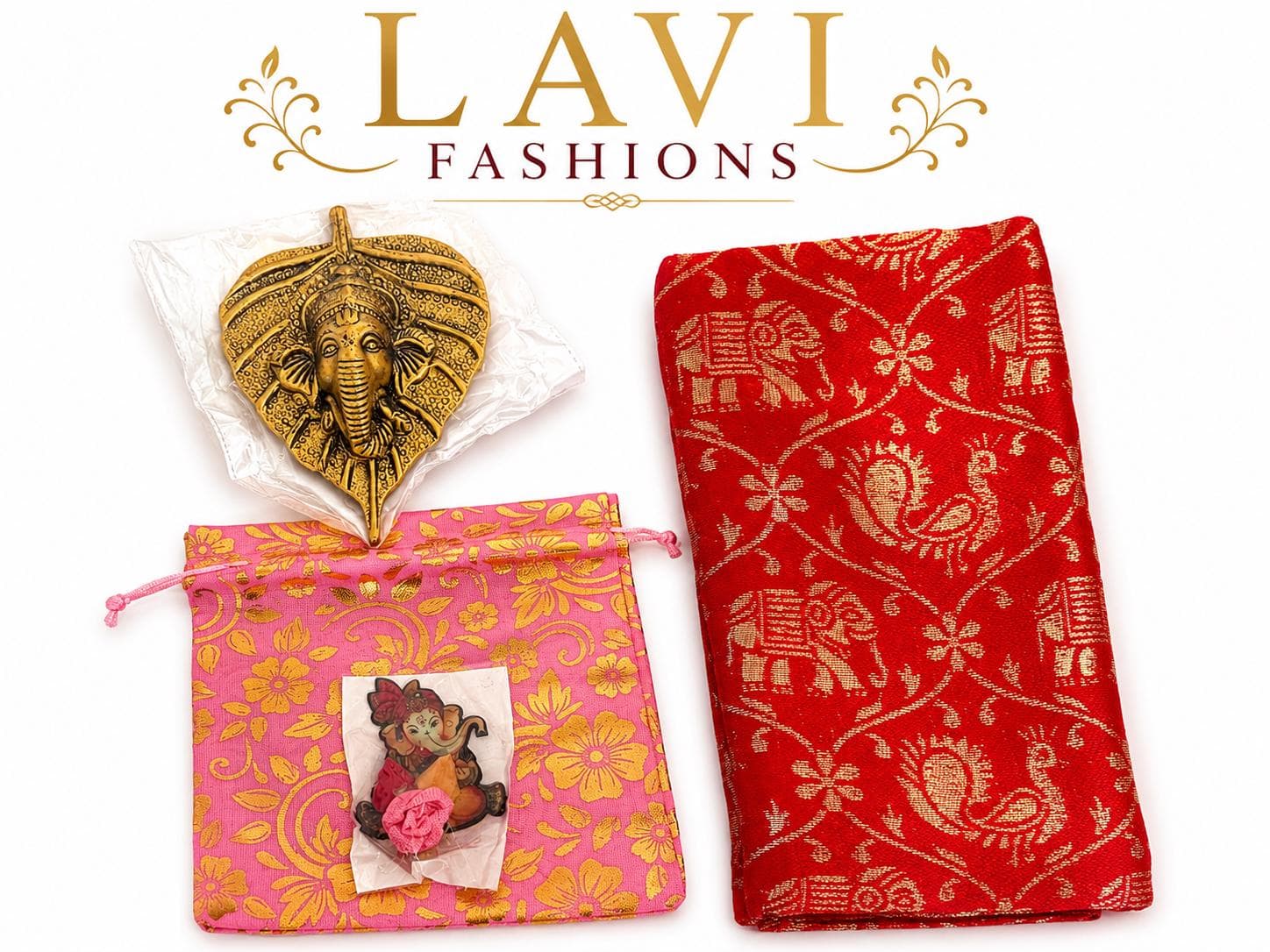 Ganesha Door Hanger + Banaras Blouse Return Gift USA | Haldi Kumkum Favor | South Indian Wedding Gift Bulk | Thamboolam Set