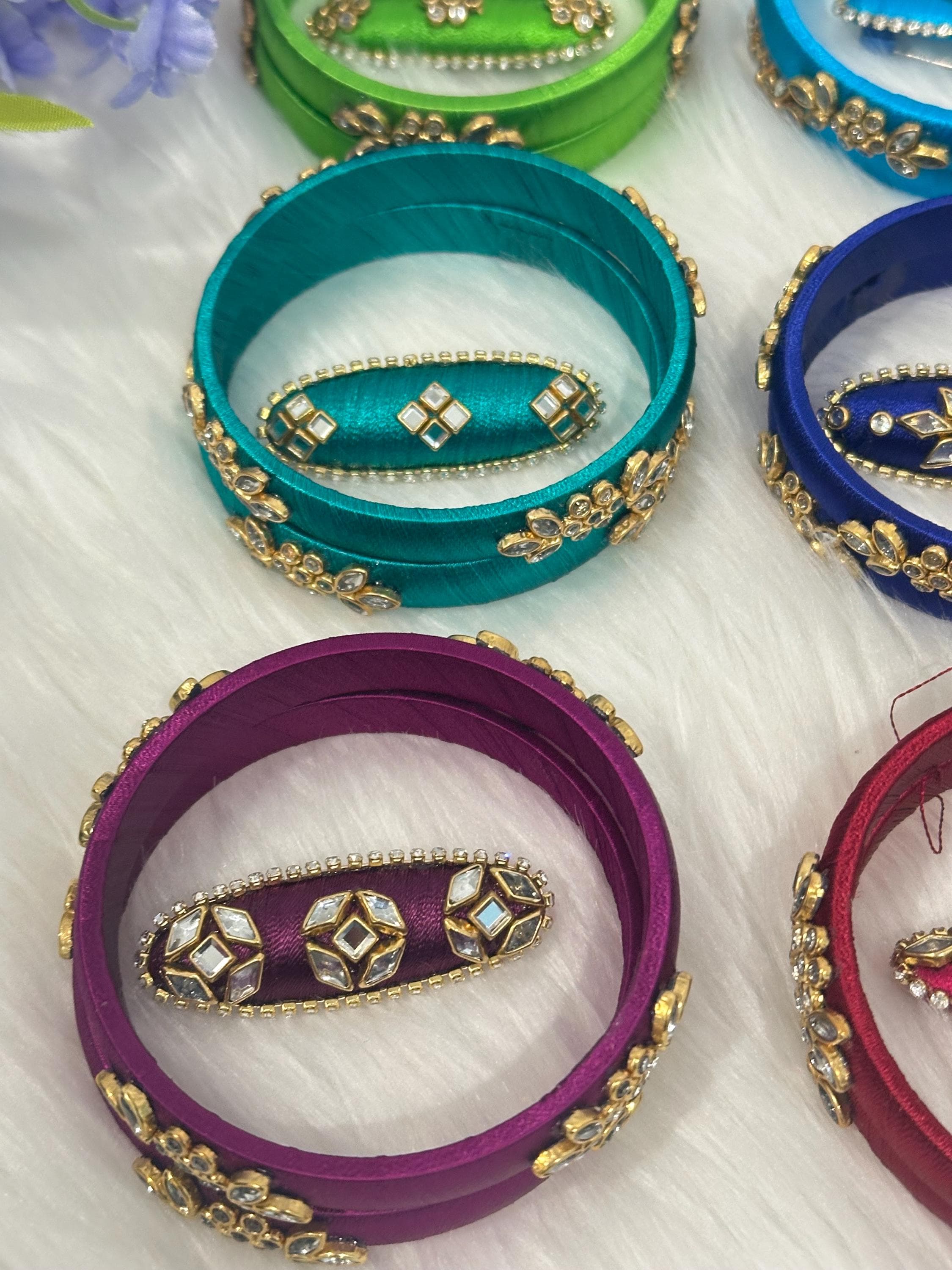 Silk Thread Bangles And Saree Pins Combo/ Bangles For Gifting/ Indian Saree Bangles/ Handmade Indian Bangles/ Indian Saree Pins