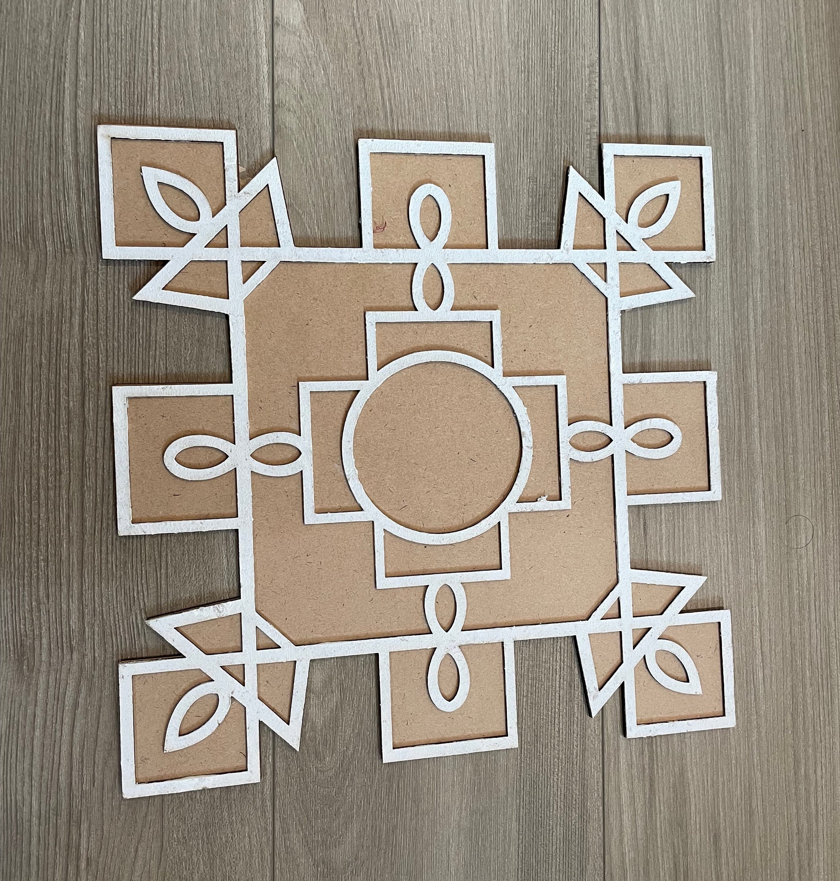 12" MDF Rangoli Base for Home Decor, Rangoli Decoration, Muggu Entryway Accent