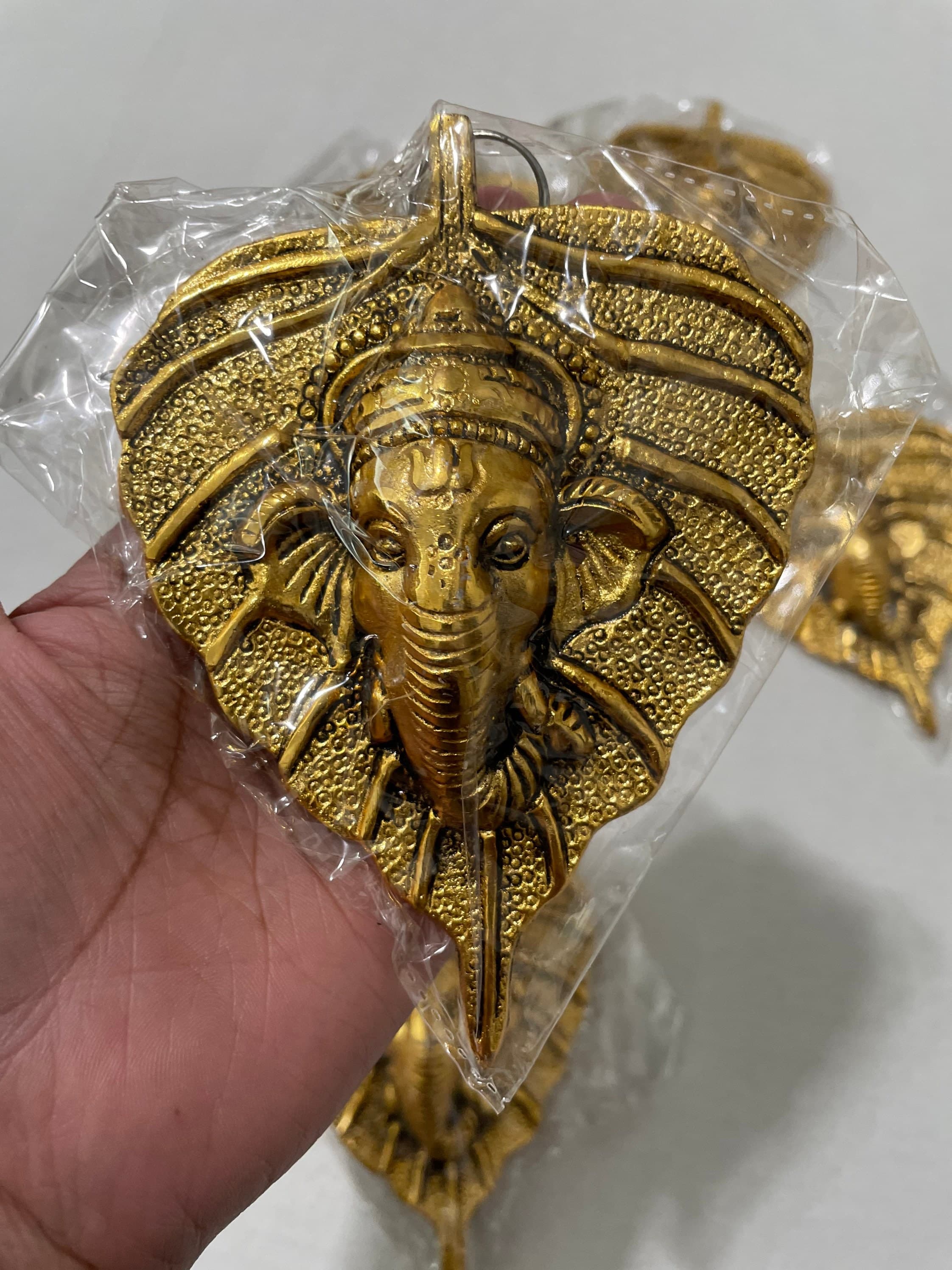 Leaf Ganesha Metal Wall Hanging – Traditional Indian Door Decor, 5-Piece Pack