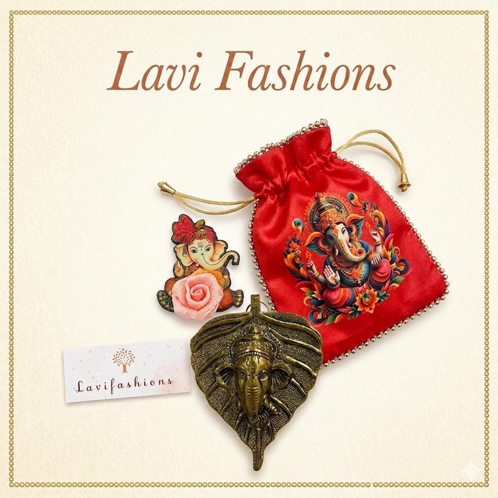 Ganesha Door Hanger Return Gift Set USA | Metal Door Hanger + Potli Bag + Haldi Kumkum | Indian Wedding Thamboolam Favor Bulk