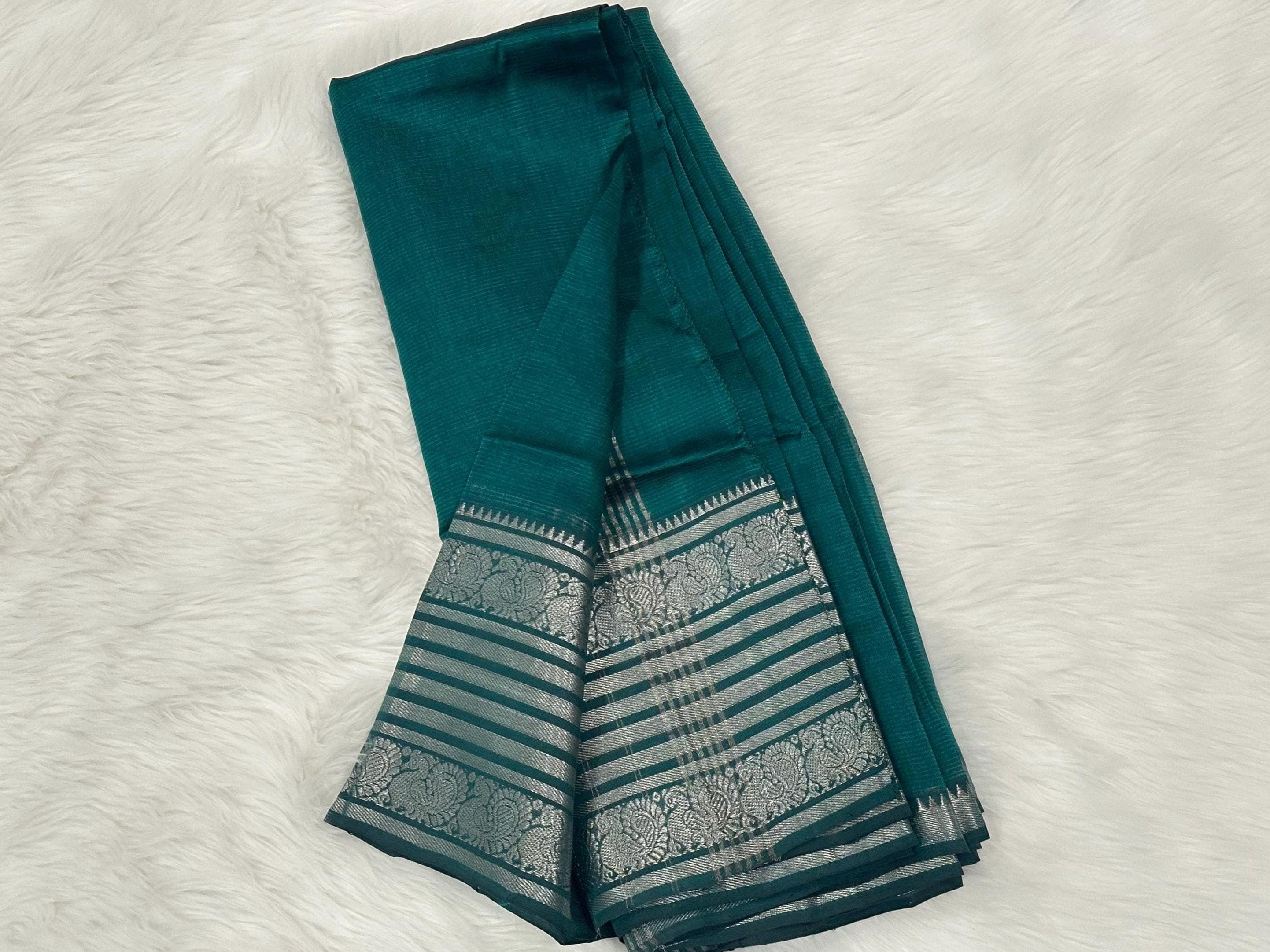 Pure Mangalagiri Handloom Pattu Saree – Indian Silk Weave (No Blouse Piece)