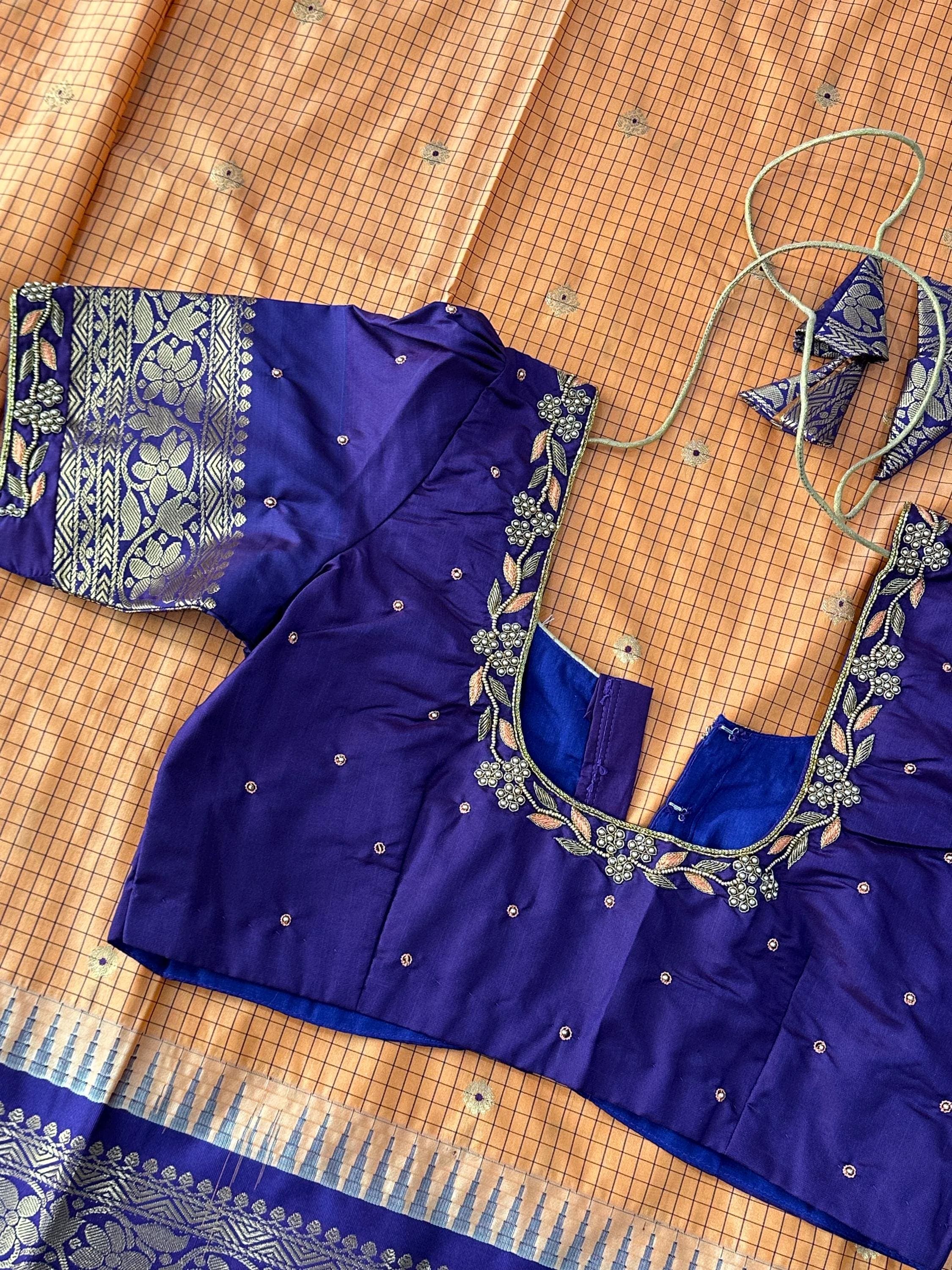 Gadwal Semi Pattu Silk Saree with Maggam Work Blouse