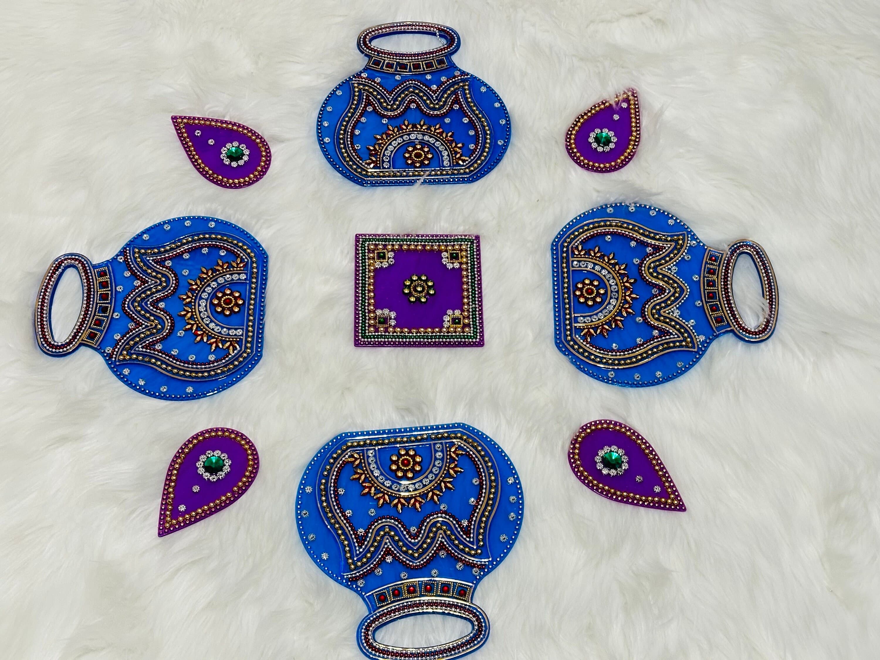 Ethnic Acrylic Rangoli Set for Festive Decor, Thamboolam, Return Gifts
