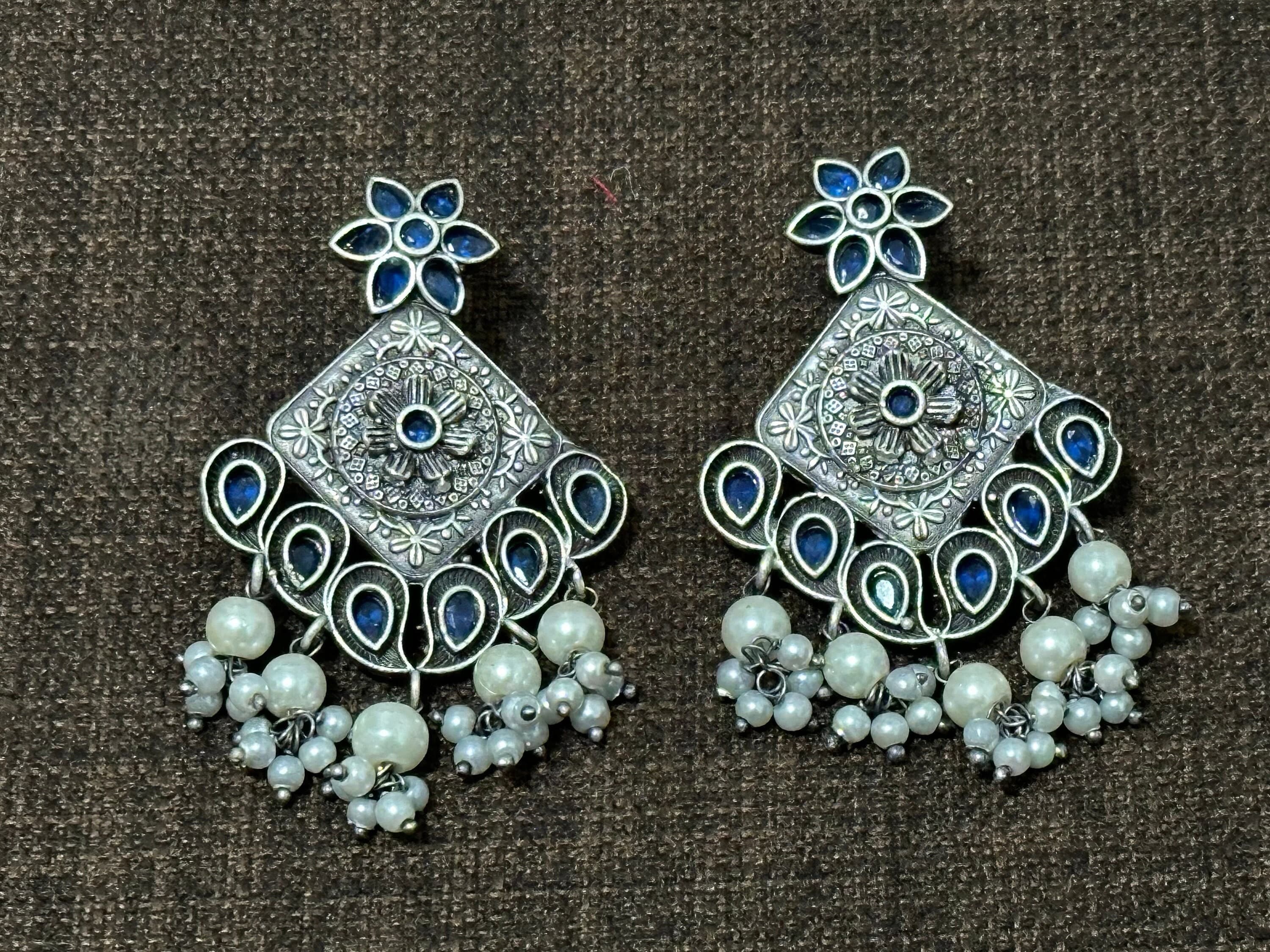 Ethnic oxidized earrings / Saree jewelry/ festive/ partywear/ wedding earrings