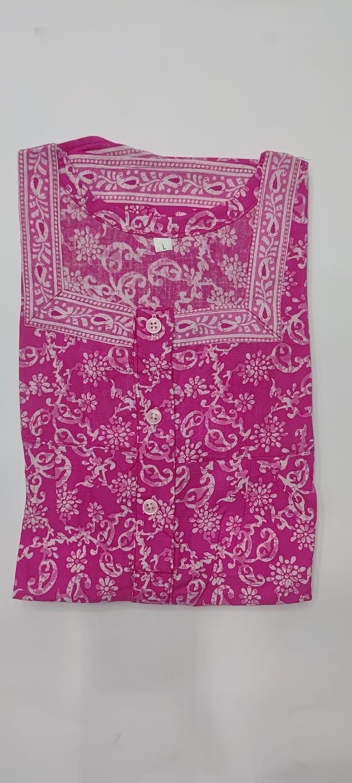 Indian Cotton Nighty for Women USA | L Size 44 Inch Bust | Breathable Sleepwear | Ladies Night Dress