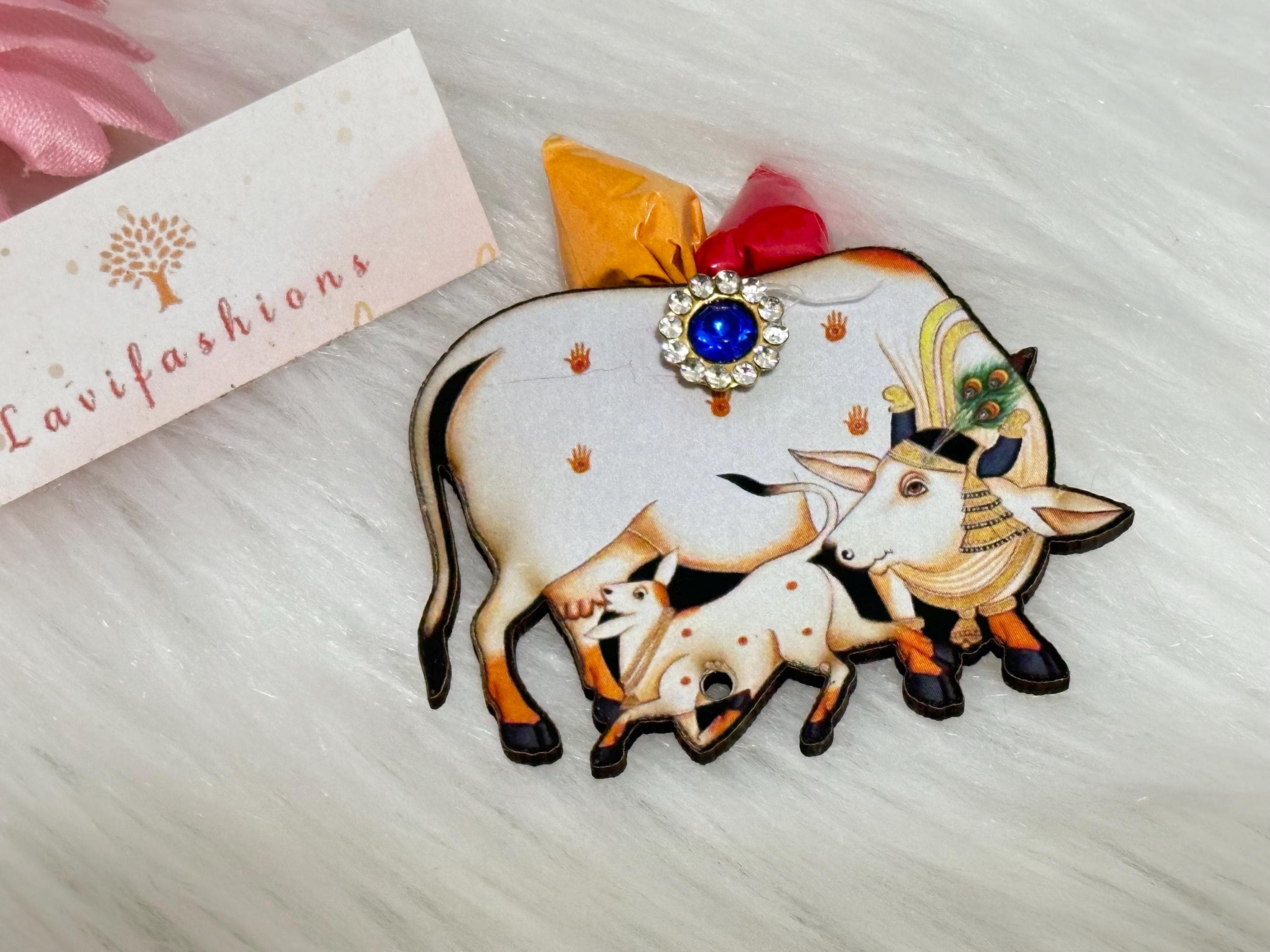 Pichwai Cow Haldi Kumkum Pack – Festive Thamboolam Return Favor (25 Count)