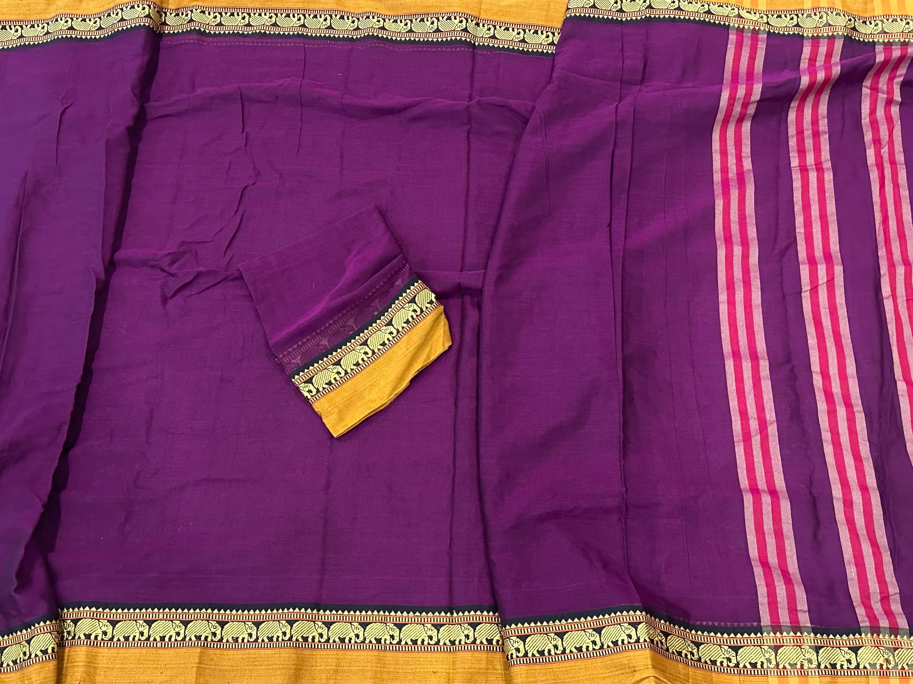 Traditional Narayanpet Cotton Saree with Unstitched Blouse – Handwoven Indian Wear