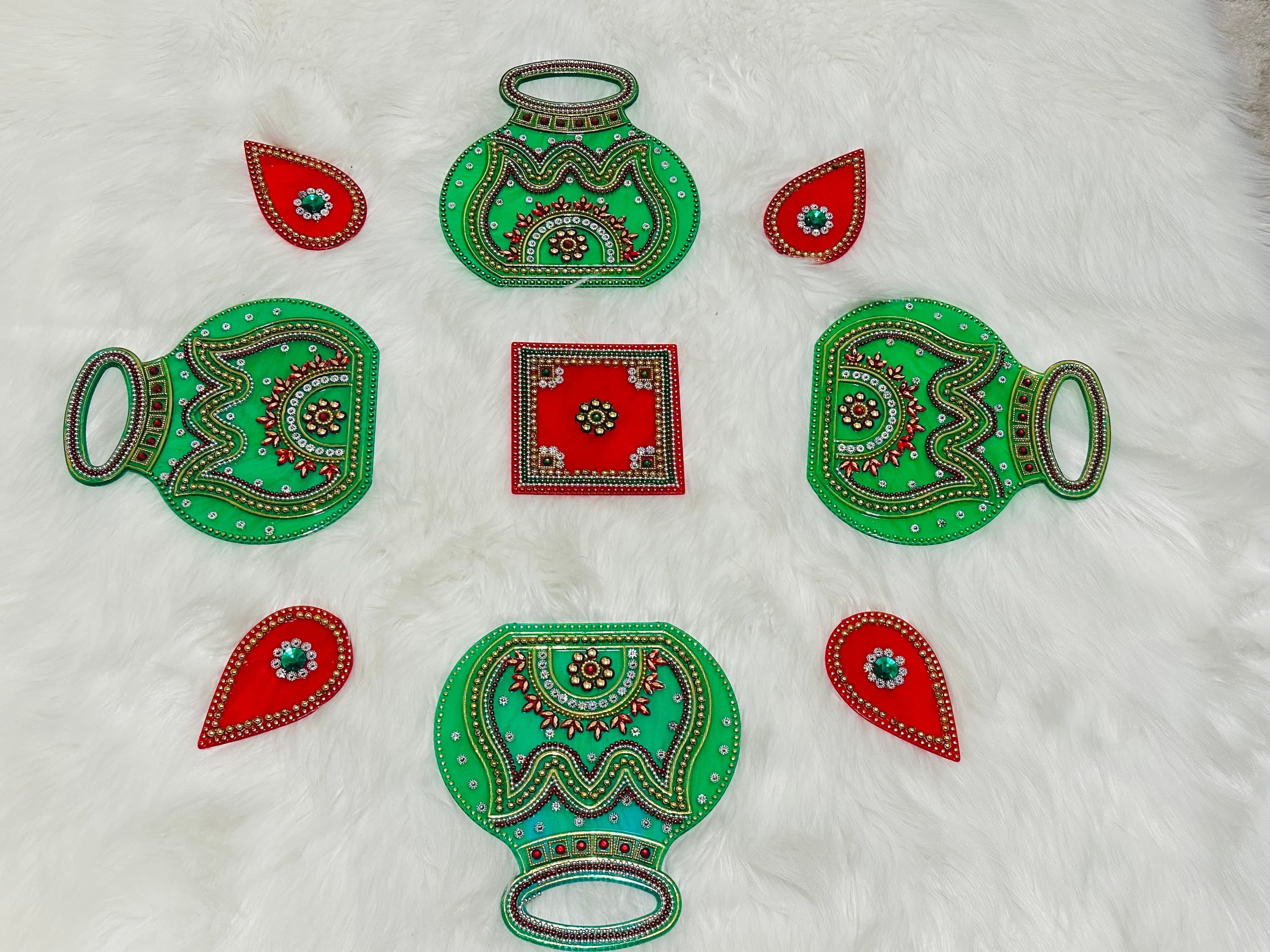 Ethnic Acrylic Rangoli Set for Festive Decor, Thamboolam, Return Gifts