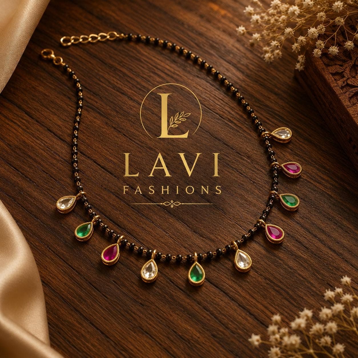 Indian Mangalsutra Necklace USA | Black Bead Colorful Charm Necklace | Traditional Wedding Jewelry | Gift for Her