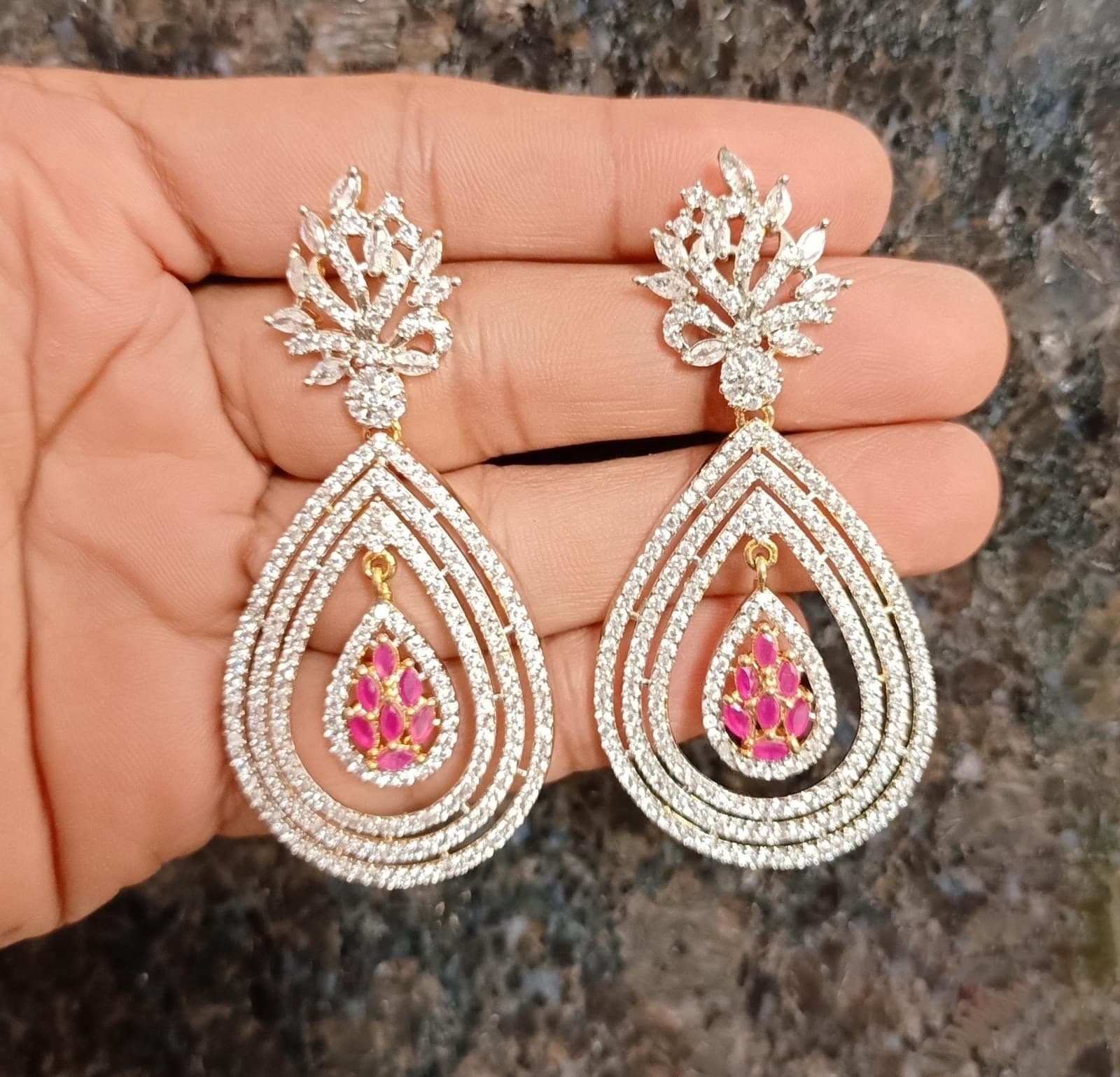 Diamond finish earrings
