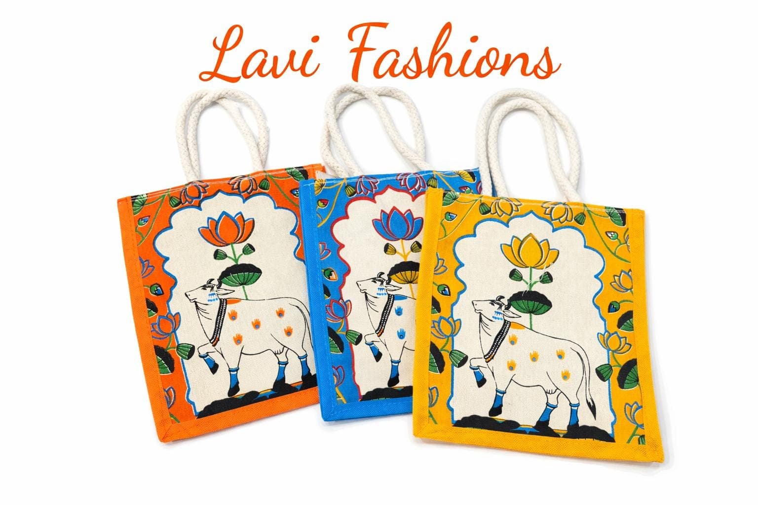 Pichwai Cow Jute Thamboolam Bag | Indian Folk Art Handbag, Gift Bag