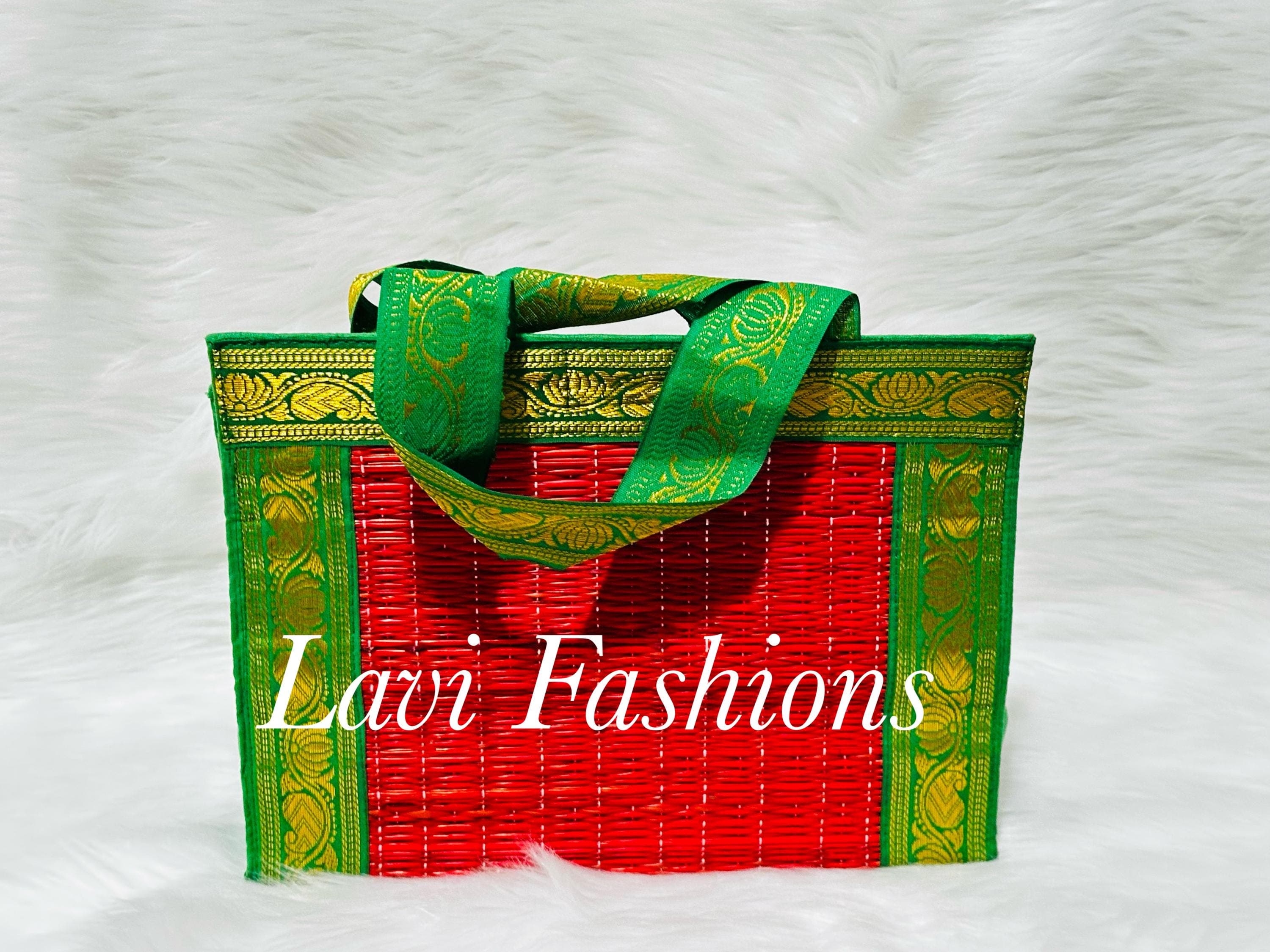 Korai Grass Thamboolam Bags Pack Of 5 | Eco-Friendly Wedding Favor Pooja Gift Bags Pack