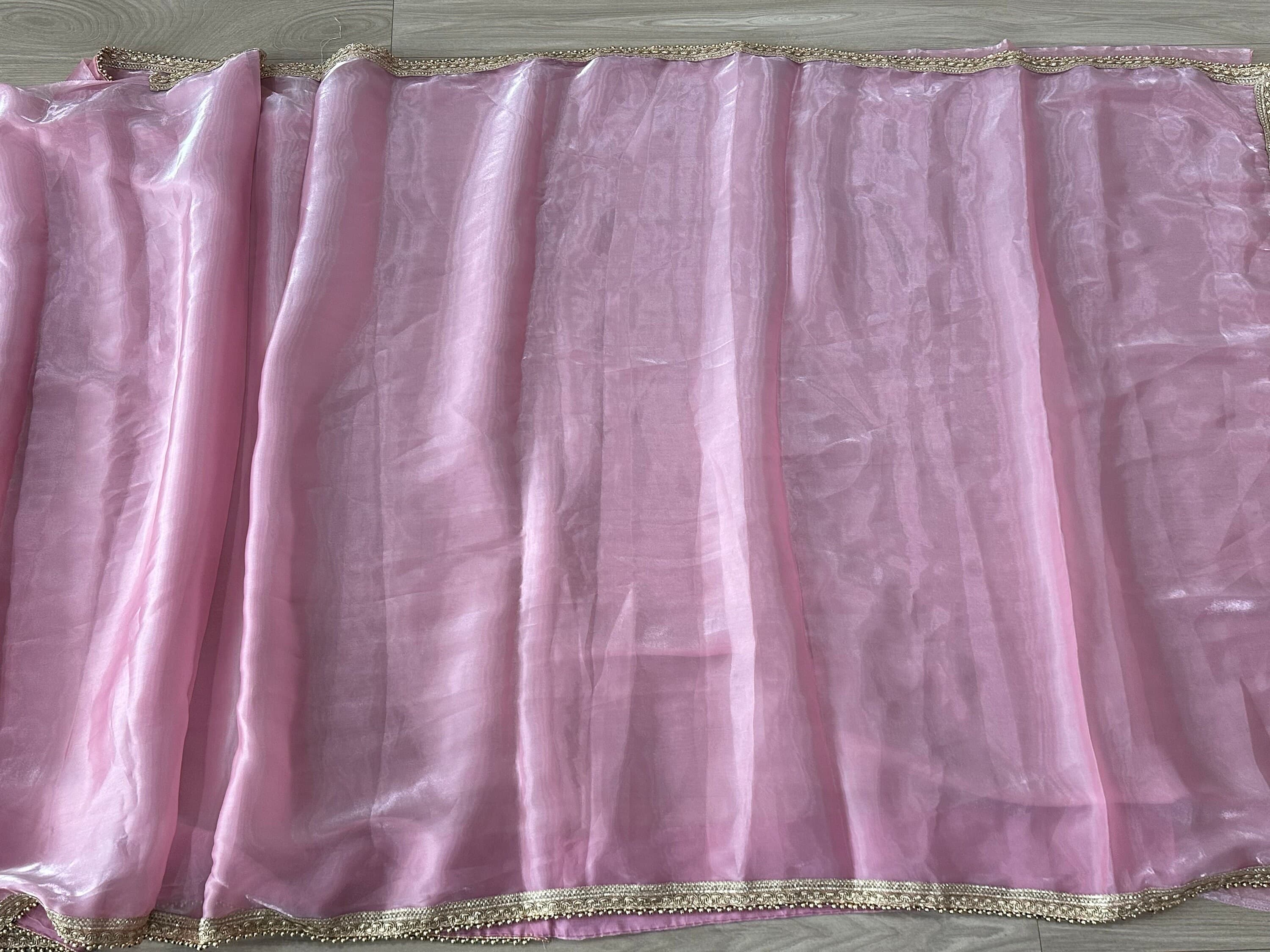 Crush Tissue Saree With Stitched Blouse