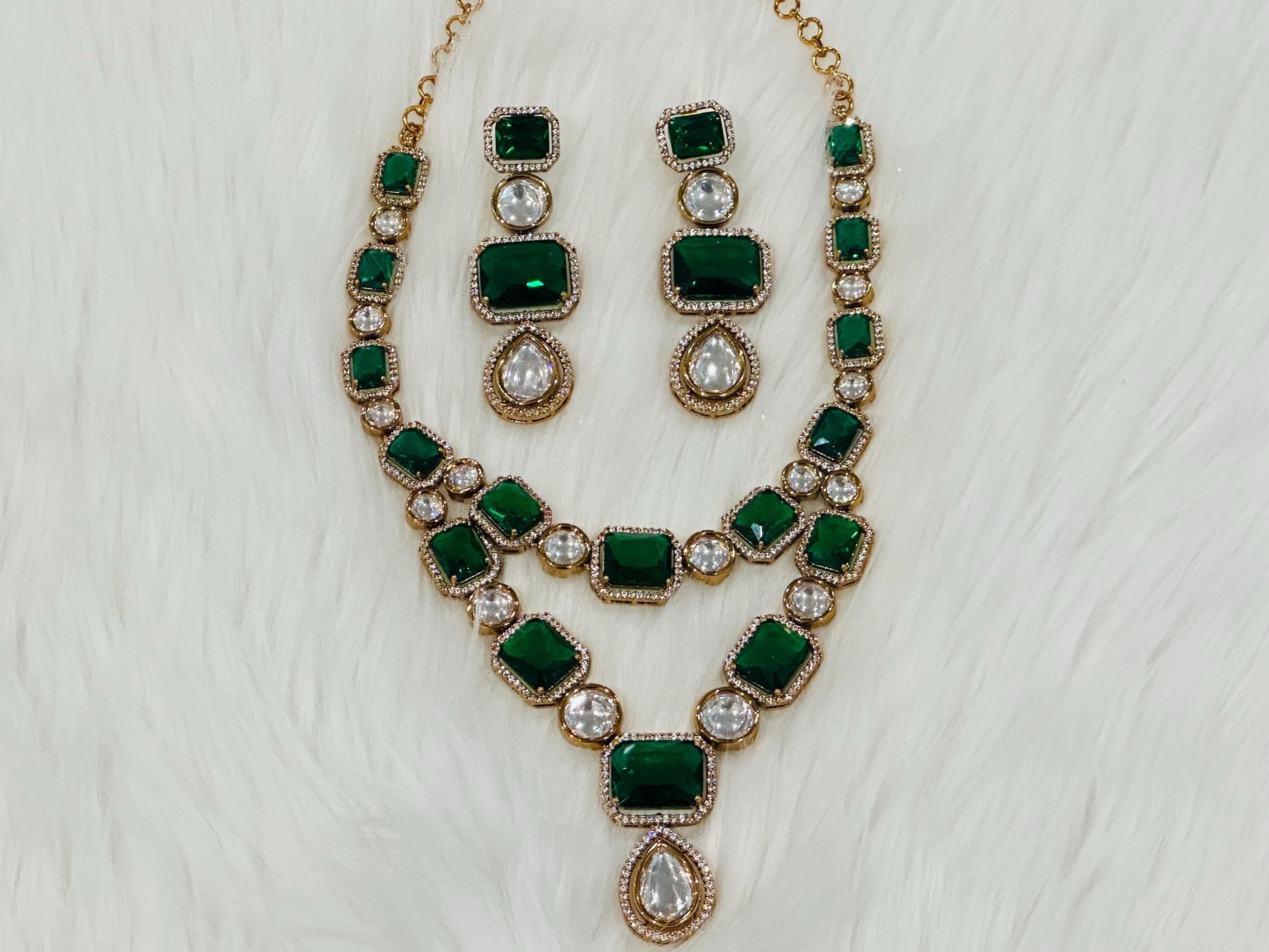 Victorian statement necklace and earrings/ earrings/ Saree jewelry/ festive/ partywear
