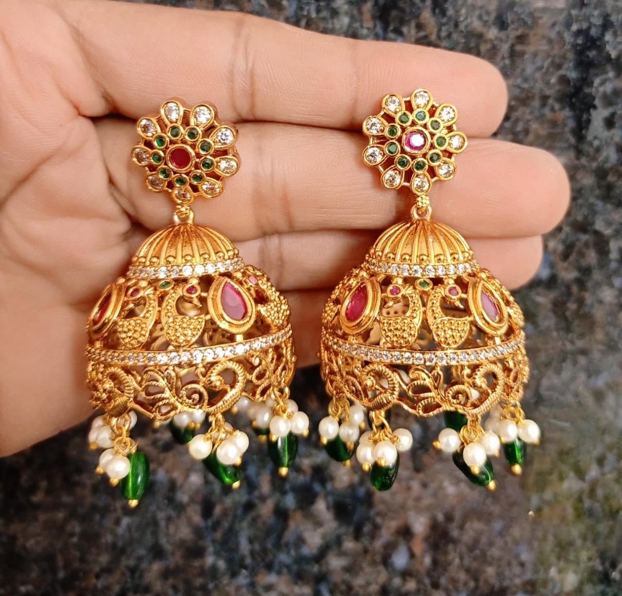Matte gold finish earrings