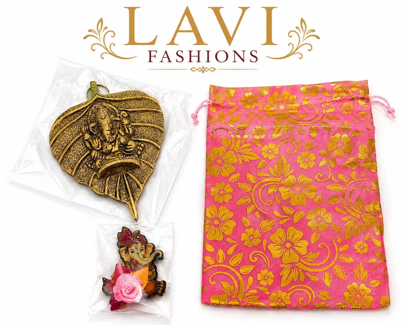 Ganesha Door Hanger Return Gift | Indian Wedding Favor | Haldi Kumkum Potli Bag | Diwali Gift Set