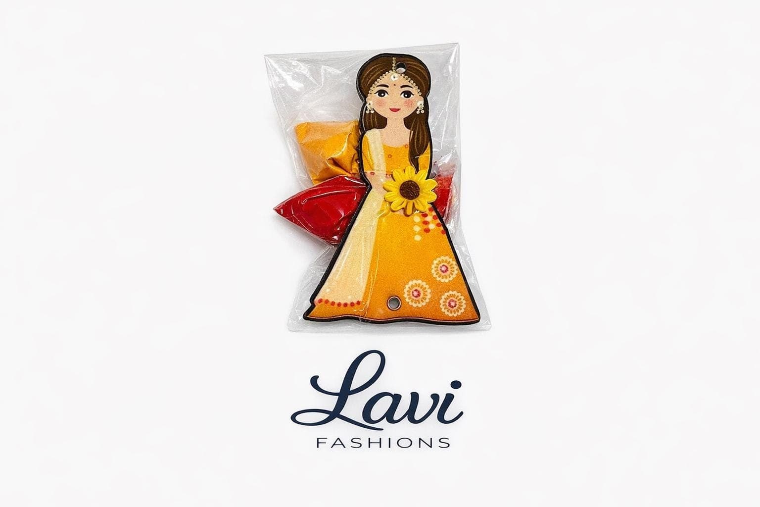 Girl Doll Pasupu Kumkum Packets | Elephant Design Thamboolam Return Gift (Pack of 1)