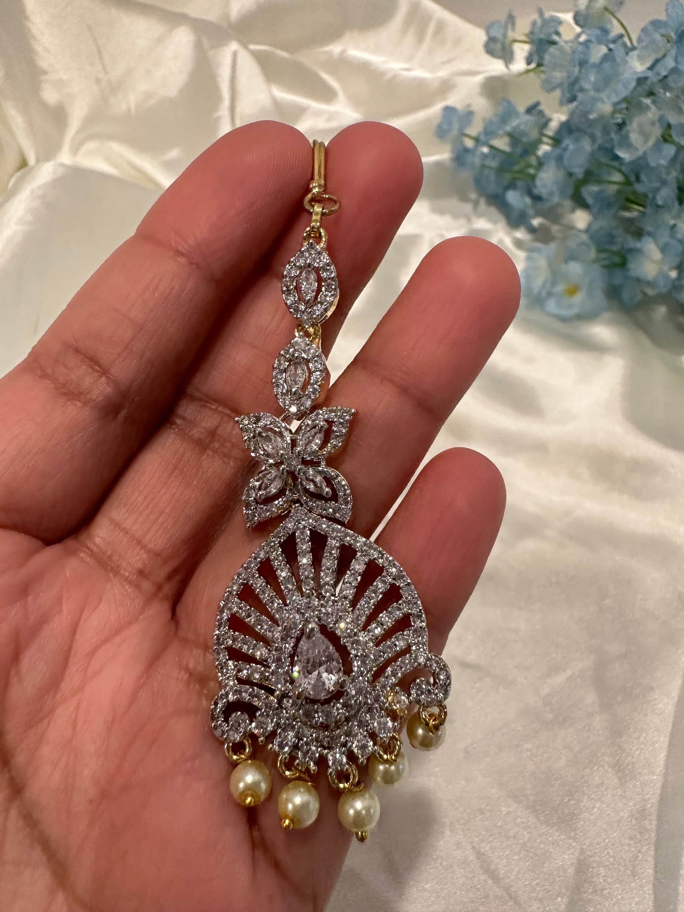 Diamond Finish maang tika/ papidi billa / Saree jewelry/ hair jewelry