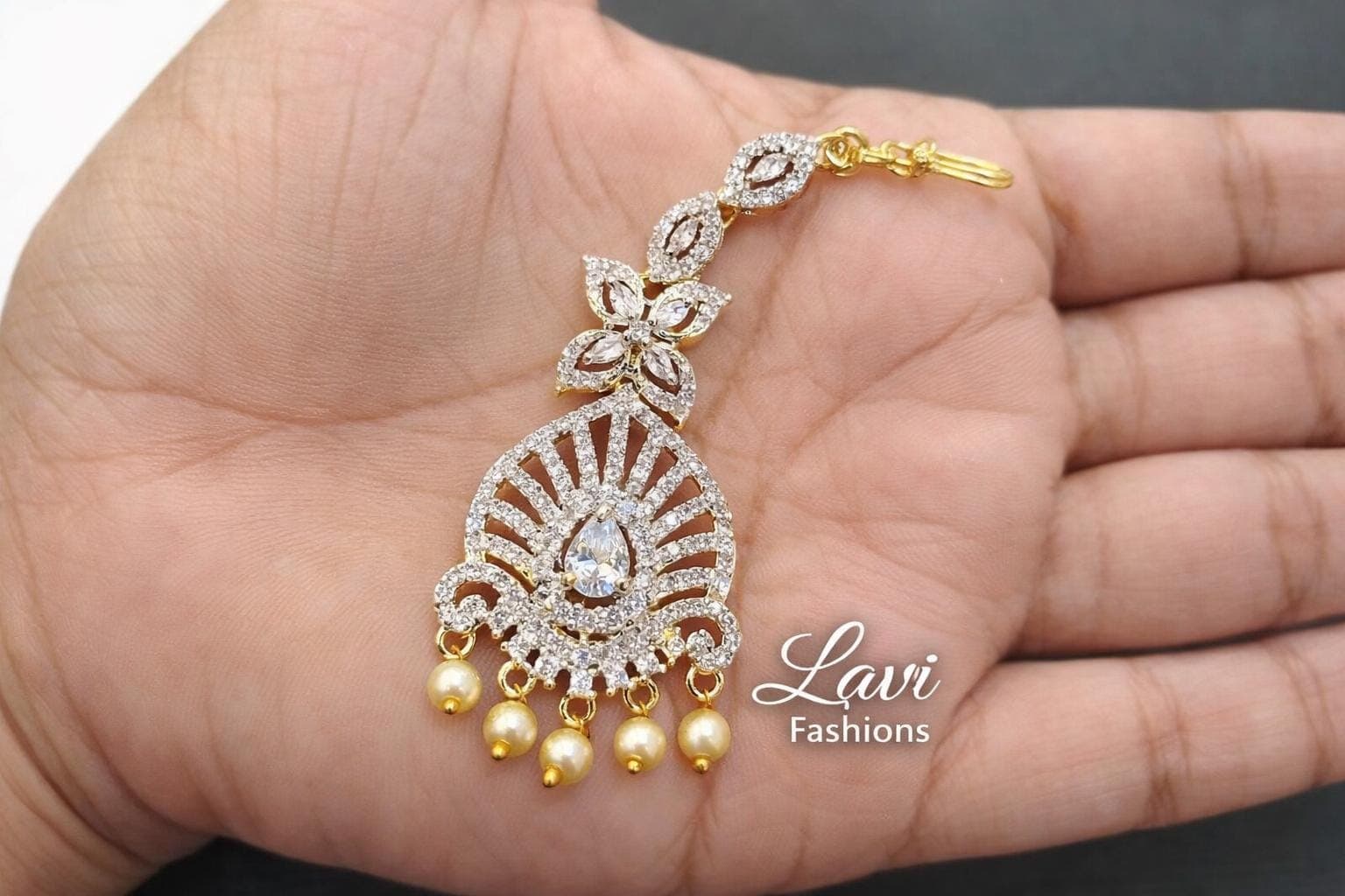 Diamond Finish maang tika/ papidi billa / Saree jewelry/ hair jewelry