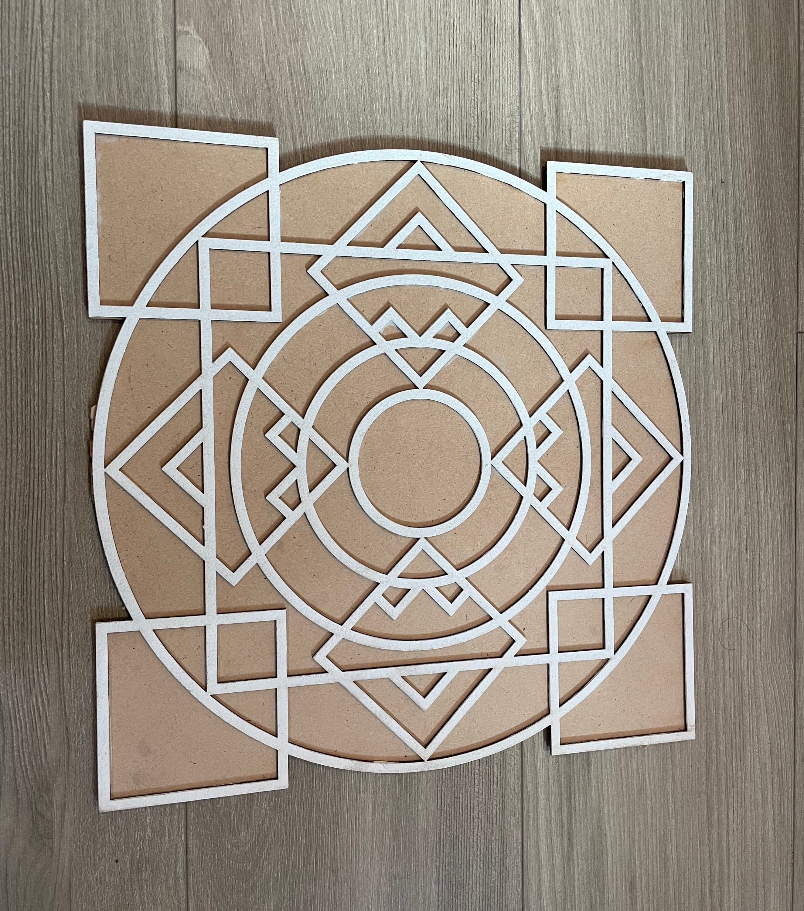 MDF Rangoli Base 11.5" – Geometric Home Decor, Entryway Accent