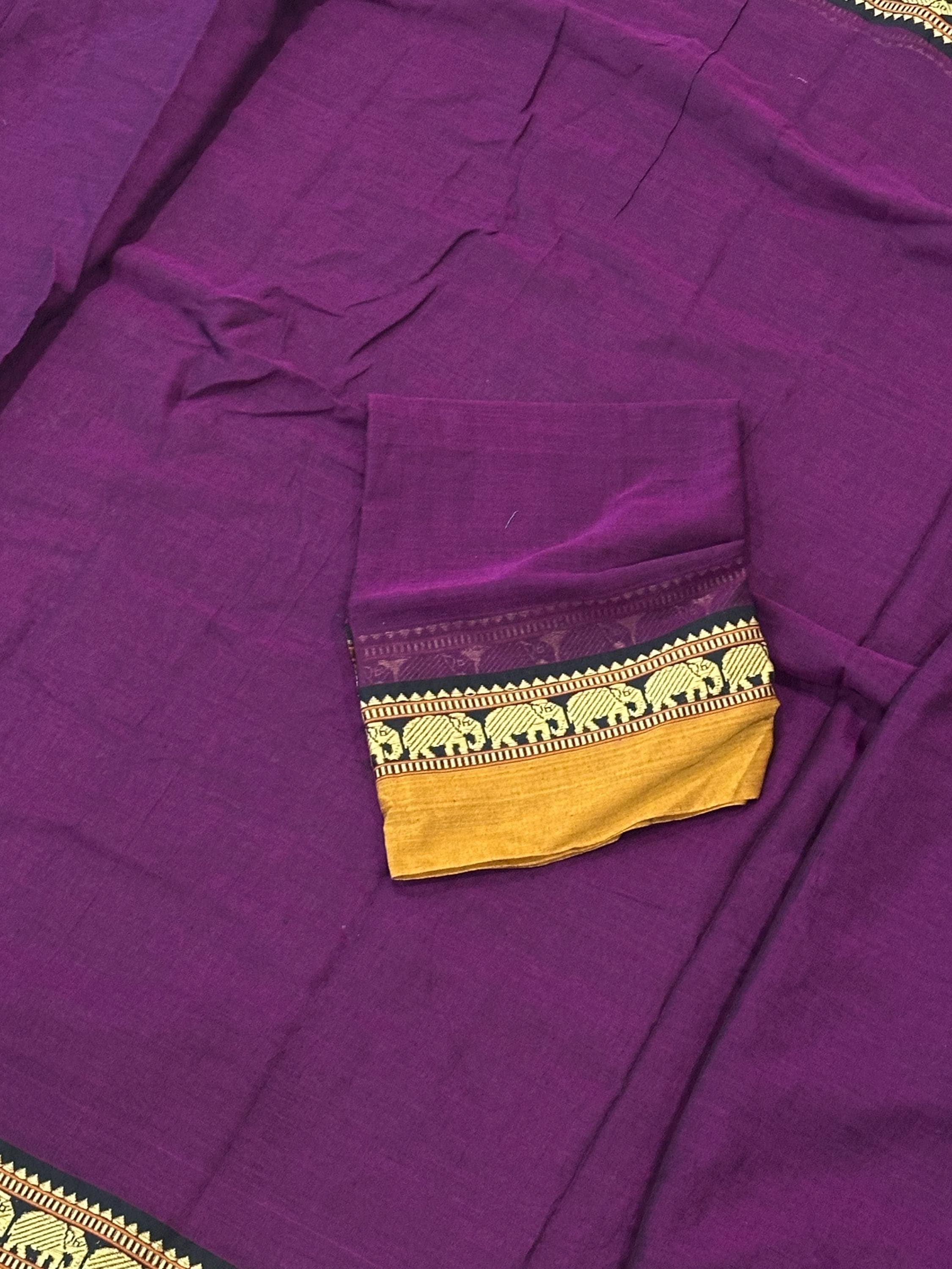 Traditional Narayanpet Cotton Saree with Unstitched Blouse – Handwoven Indian Wear