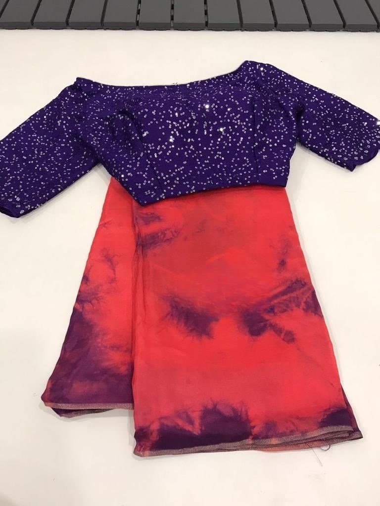 Uppada Crepe Shibori Saree With Stitched Sequin Blouse