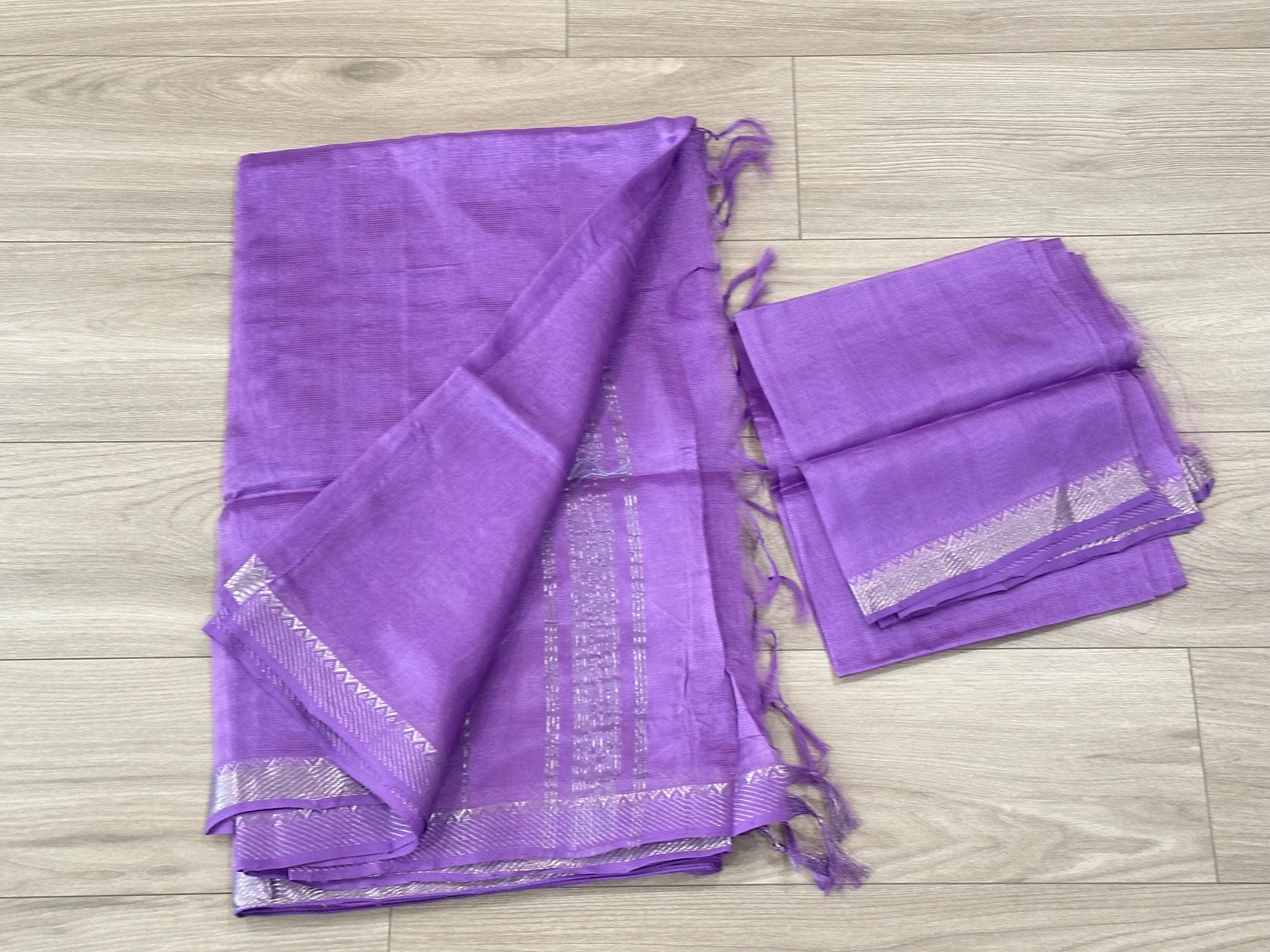 Pure Mangalagiri Handloom Saree with Blouse Piece – Small Border Indian Sari