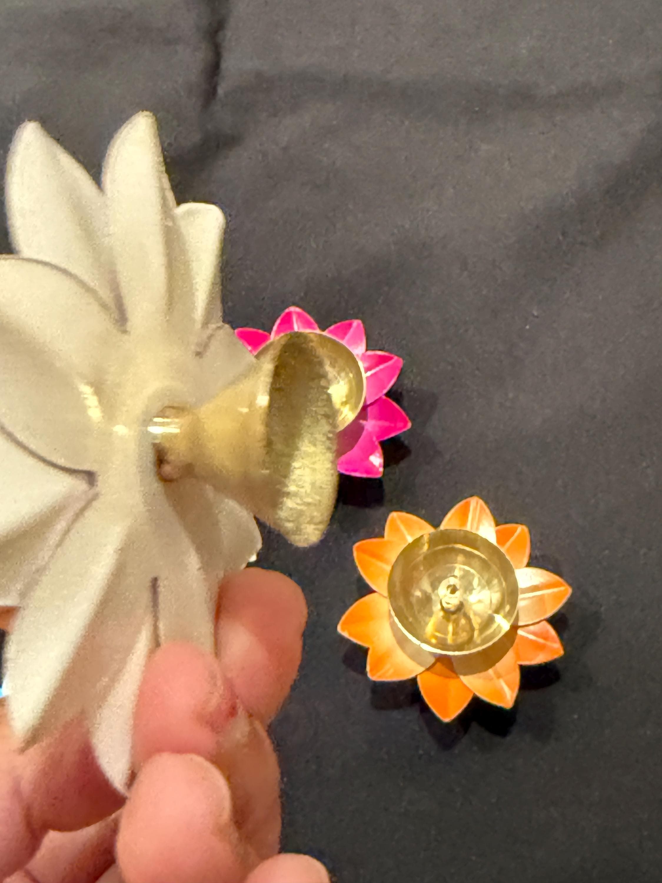 Colorful Brass Lotus Diyas – Indian Pooja Decor, Return Favor (Pack of 5)