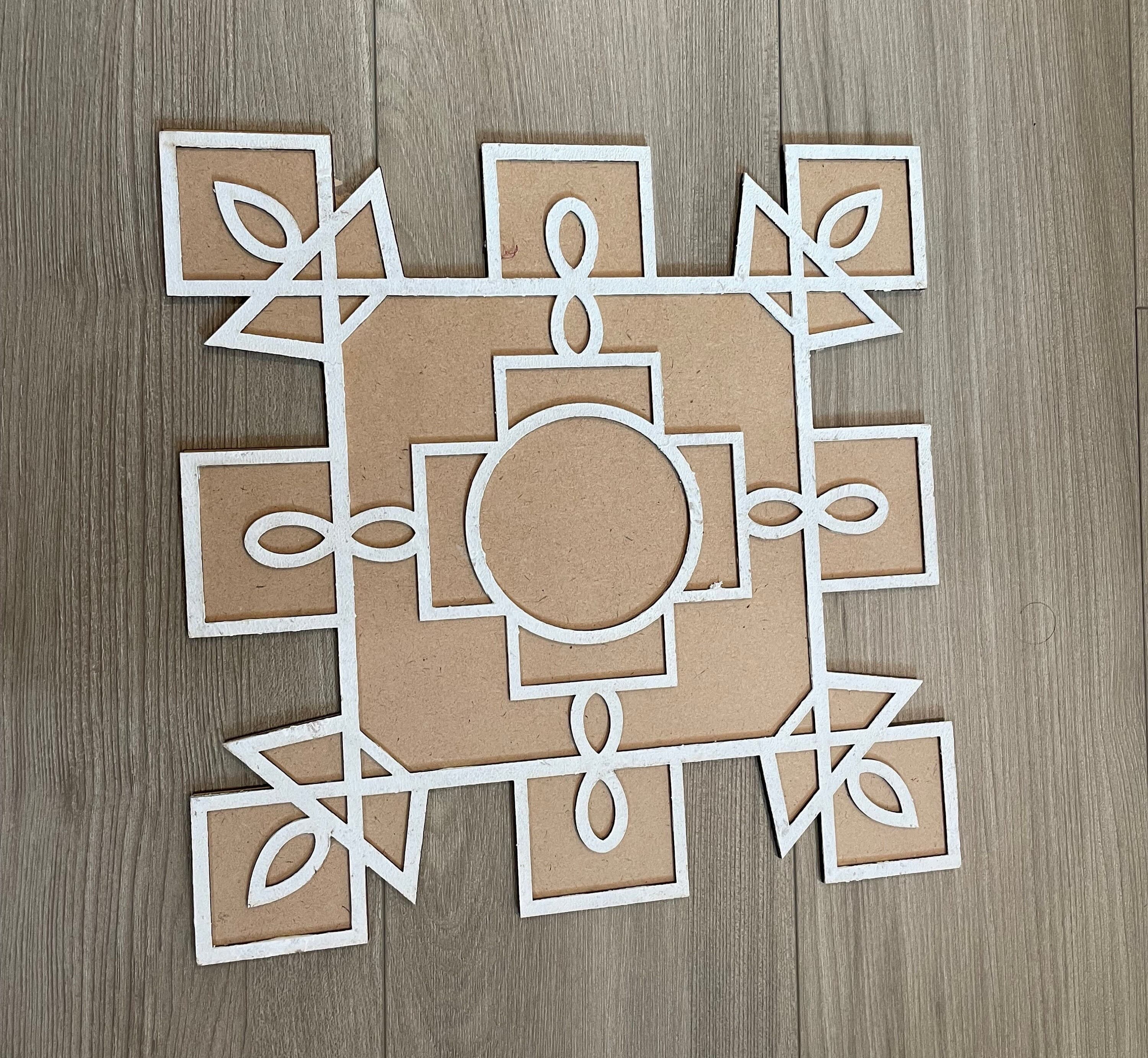 12" MDF Rangoli Base for Home Decor, Rangoli Decoration, Muggu Entryway Accent