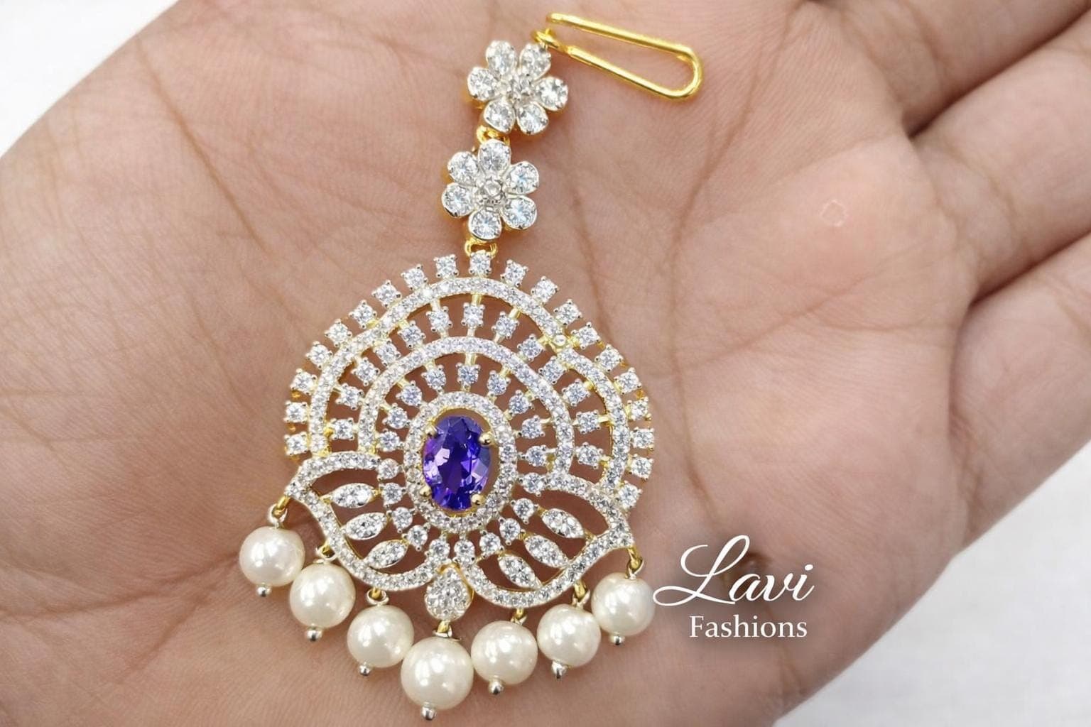 Diamond Finish maang tika/ papidi billa / Saree jewelry/ hair jewelry