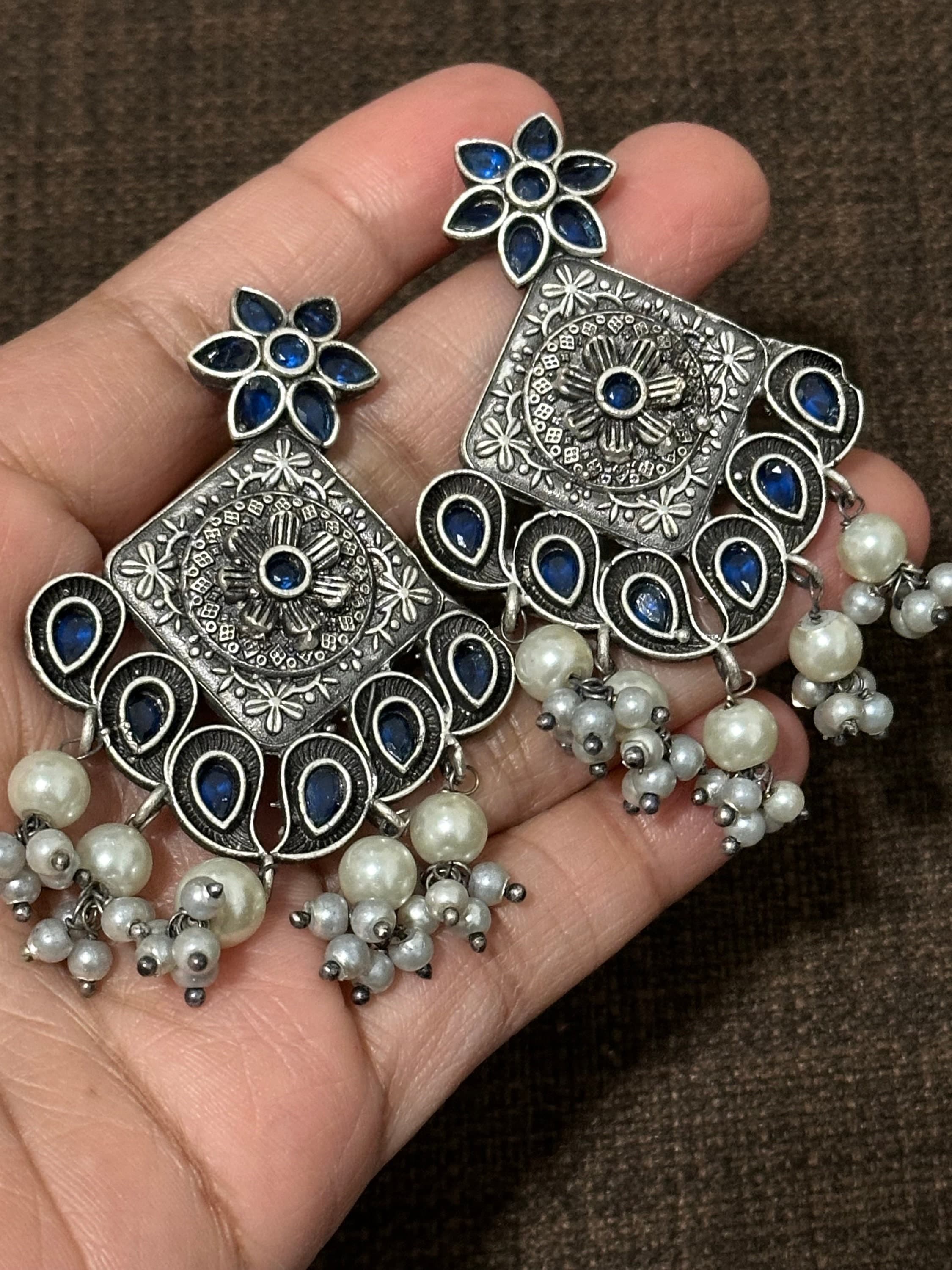 Ethnic oxidized earrings / Saree jewelry/ festive/ partywear/ wedding earrings
