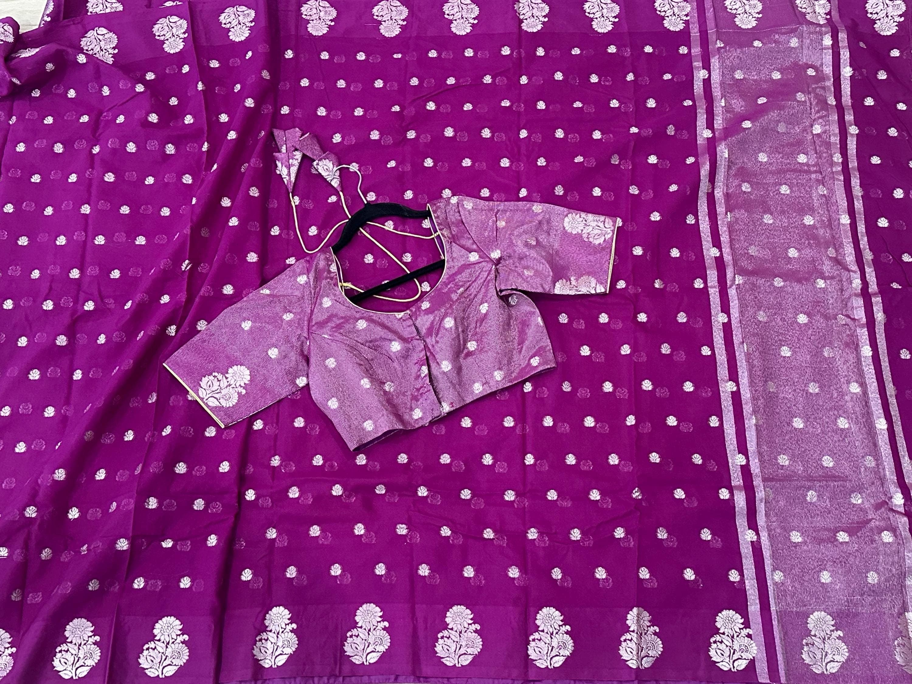 Banarasi Raw Mango Silk Saree With Stitched Blouse