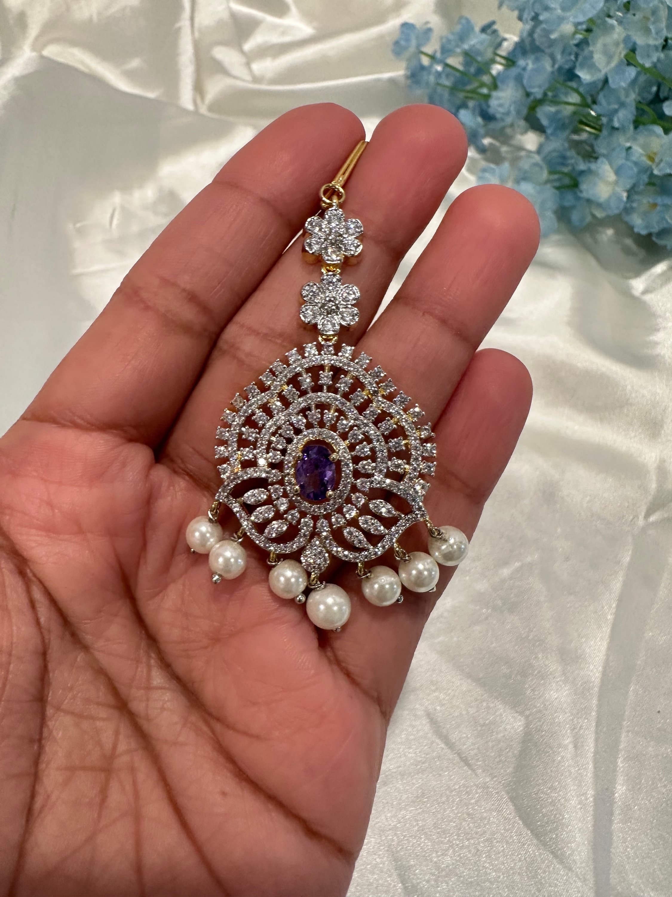Diamond Finish maang tika/ papidi billa / Saree jewelry/ hair jewelry