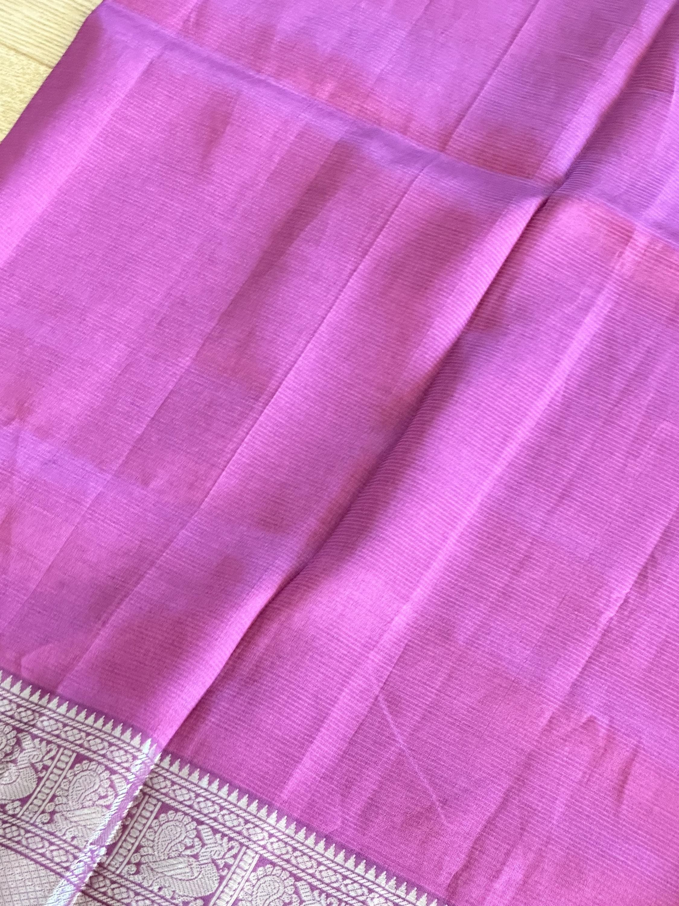 Pure Mangalagiri Handloom Silk Saree | Yellow with Silver Zari Border