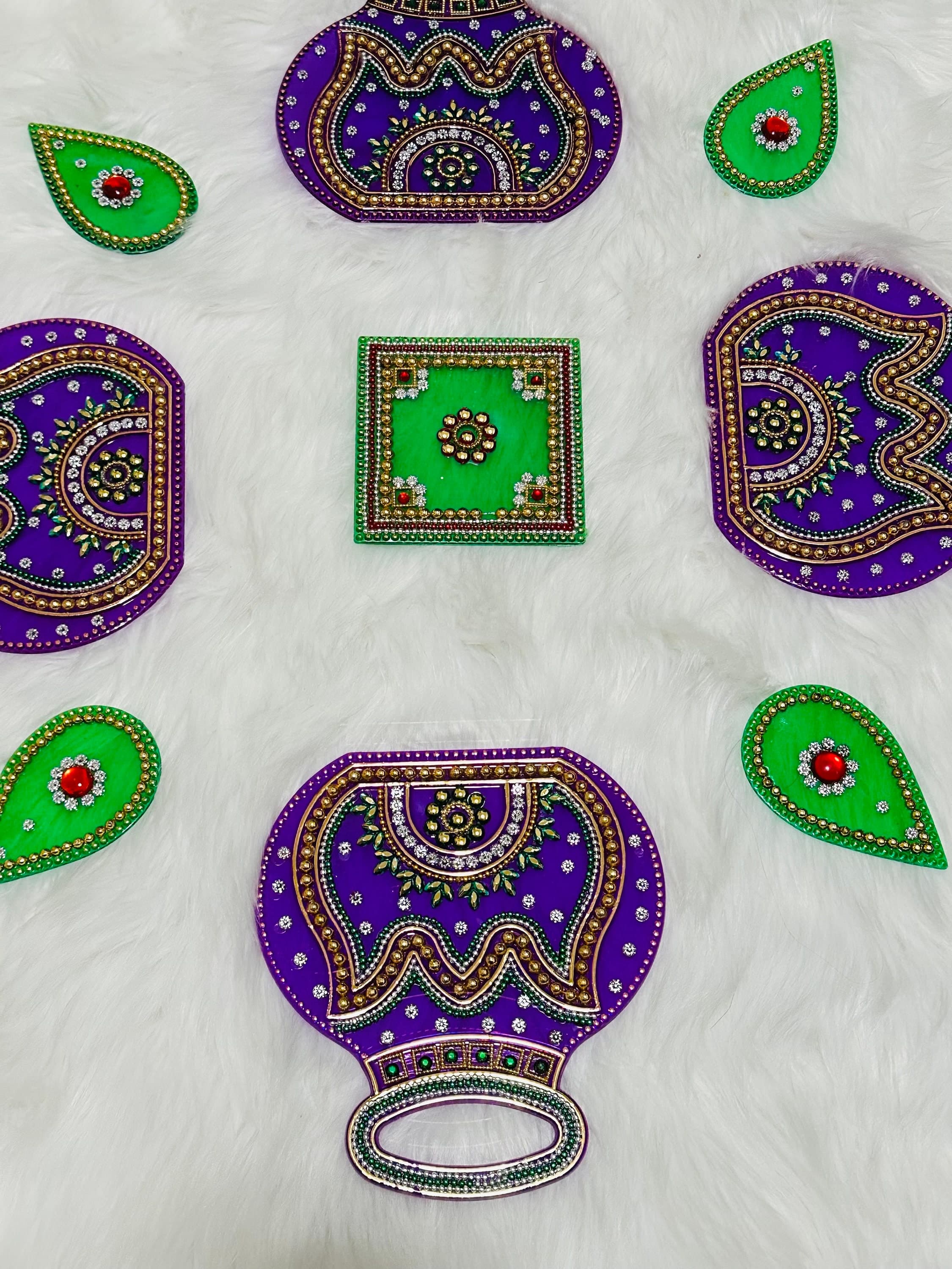 Ethnic Acrylic Rangoli Set for Festive Decor, Thamboolam, Return Gifts