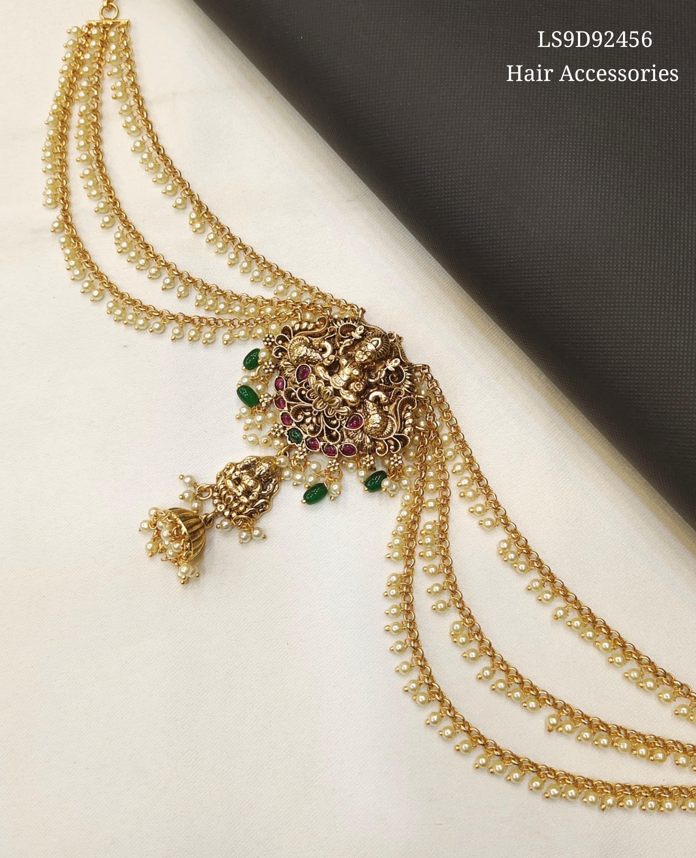 Kemp Hair Pin, Three Layered Pearl Bun Billa, Jadau Rakodi Juda Pin