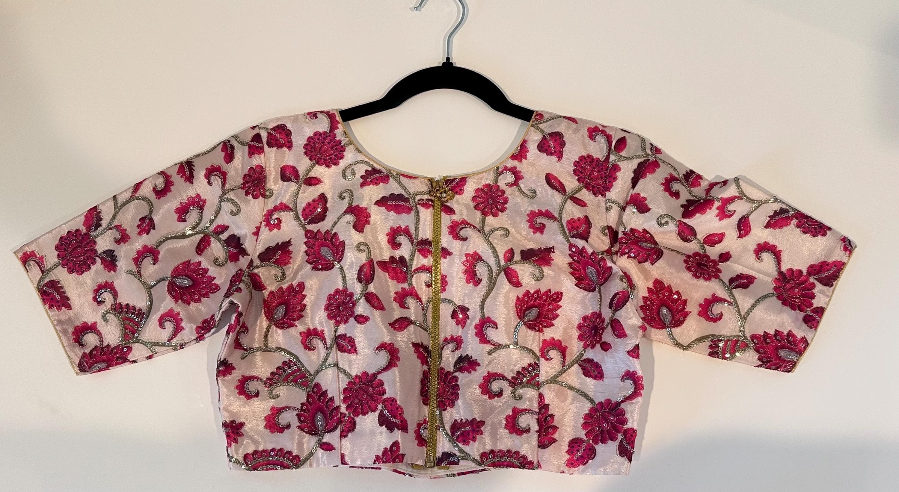 Kalamkari Silk Blouse: Indian Traditional Saree Blouse with Floral Embroidery