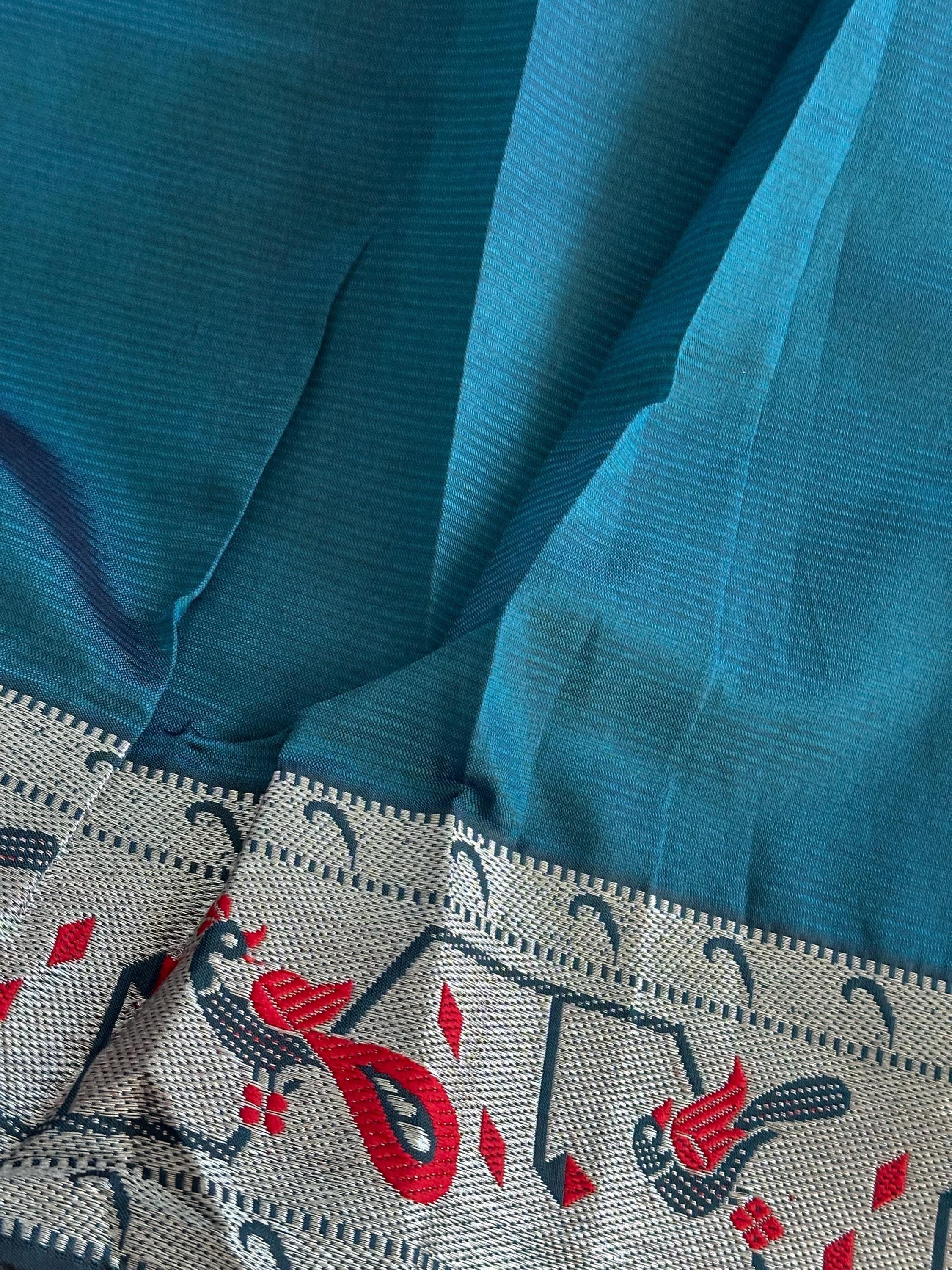 Pure Mangalagiri Handloom Silk Saree | Yellow with Silver Zari Border