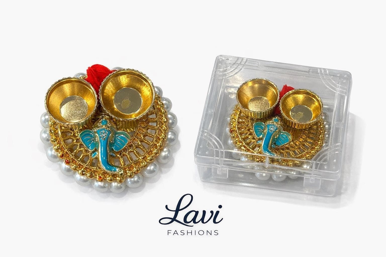 Ganesha Return Gift Combo USA | Haldi Kumkum Holder + Box + Potli Bag | Indian Wedding Favor Bulk | Ganesh Chaturthi Gift | Thamboolam