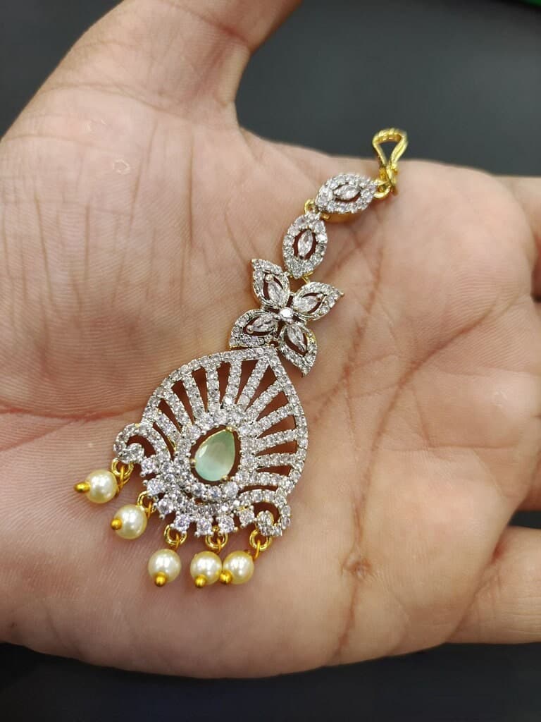Diamond Finish maang tika/ papidi billa / Saree jewelry/ hair jewelry