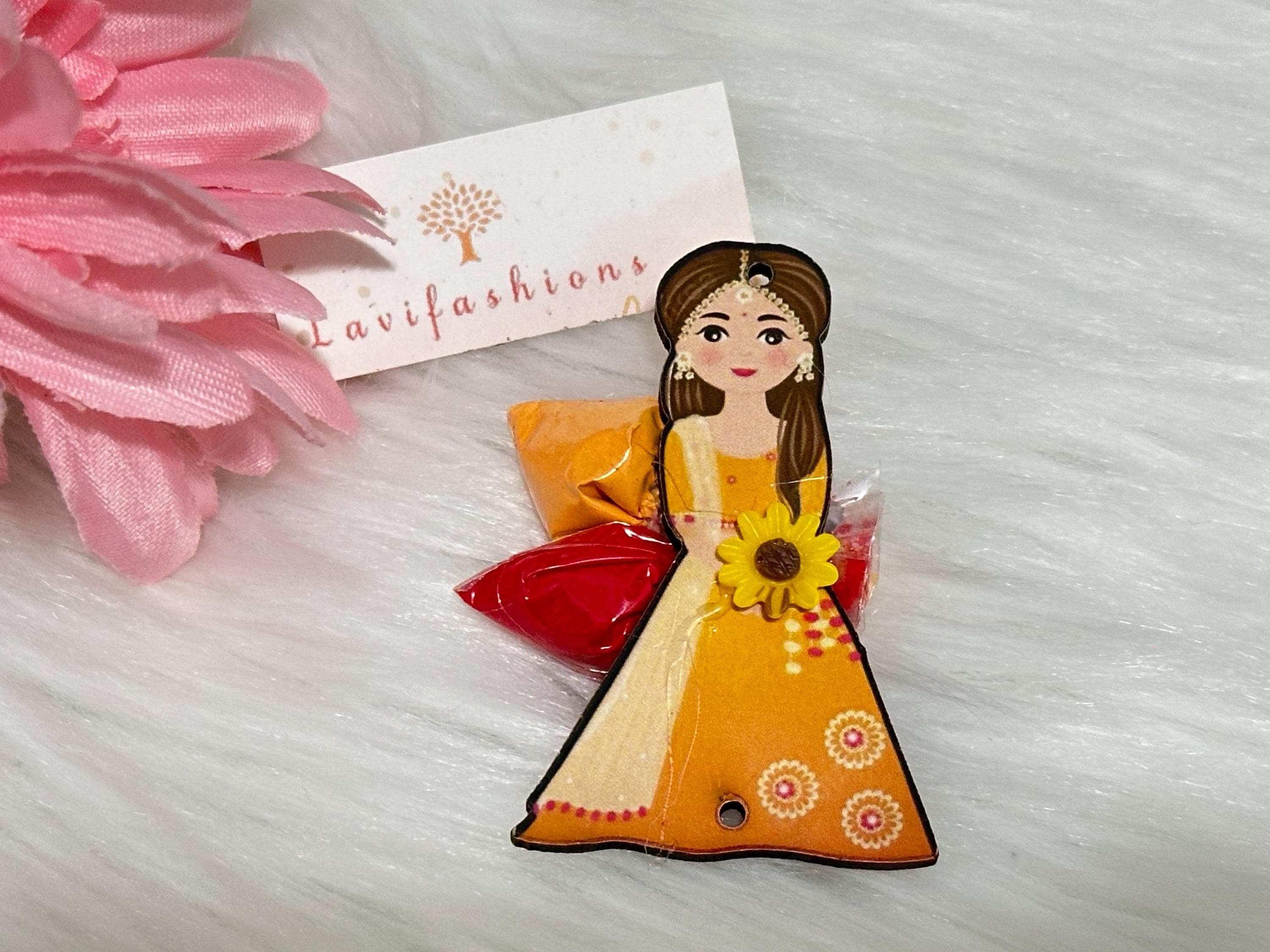 Girl Doll Pasupu Kumkum Packets | Elephant Design Thamboolam Return Gift (Pack of 1)