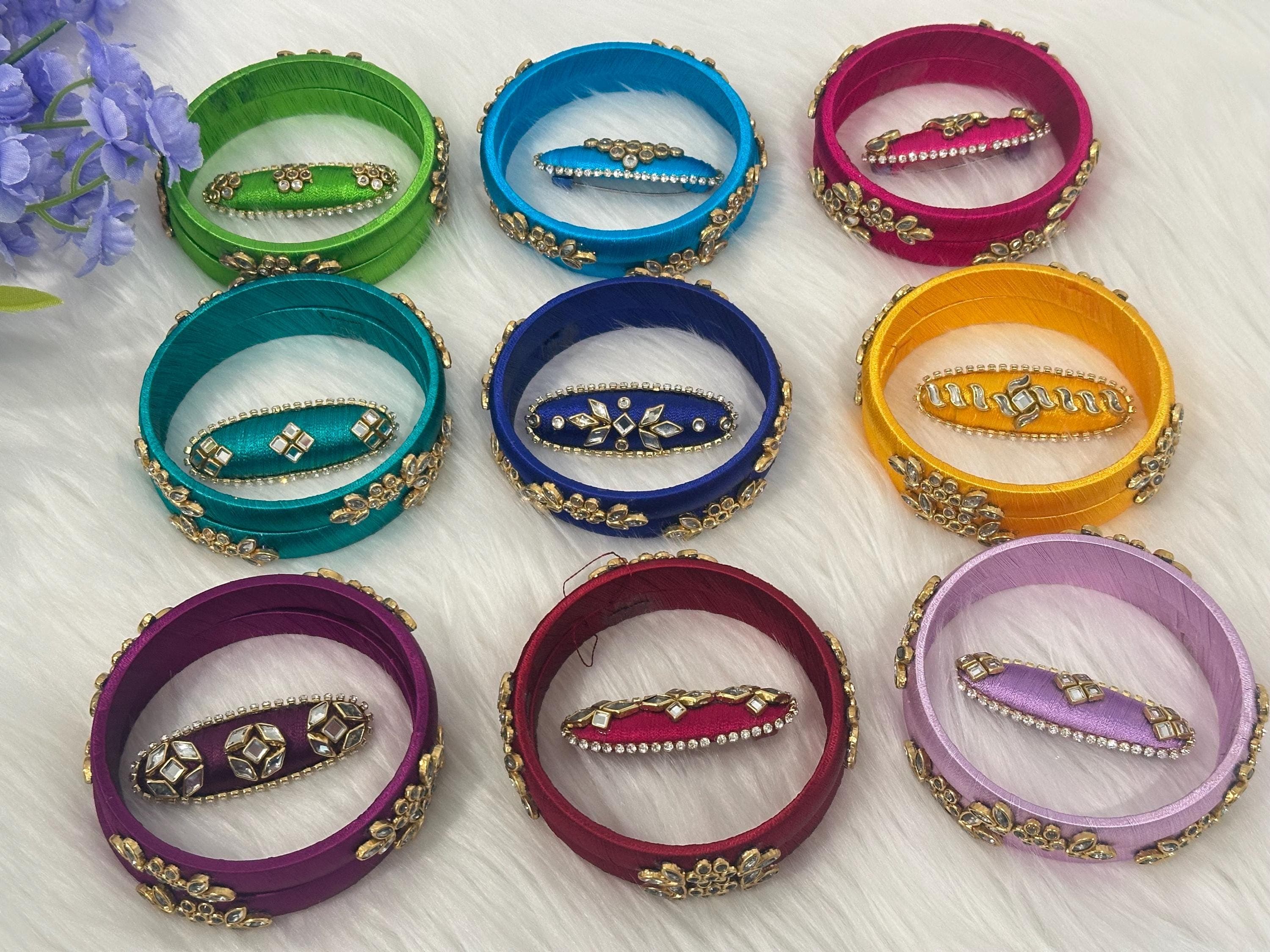 Silk Thread Bangles And Saree Pins Combo/ Bangles For Gifting/ Indian Saree Bangles/ Handmade Indian Bangles/ Indian Saree Pins