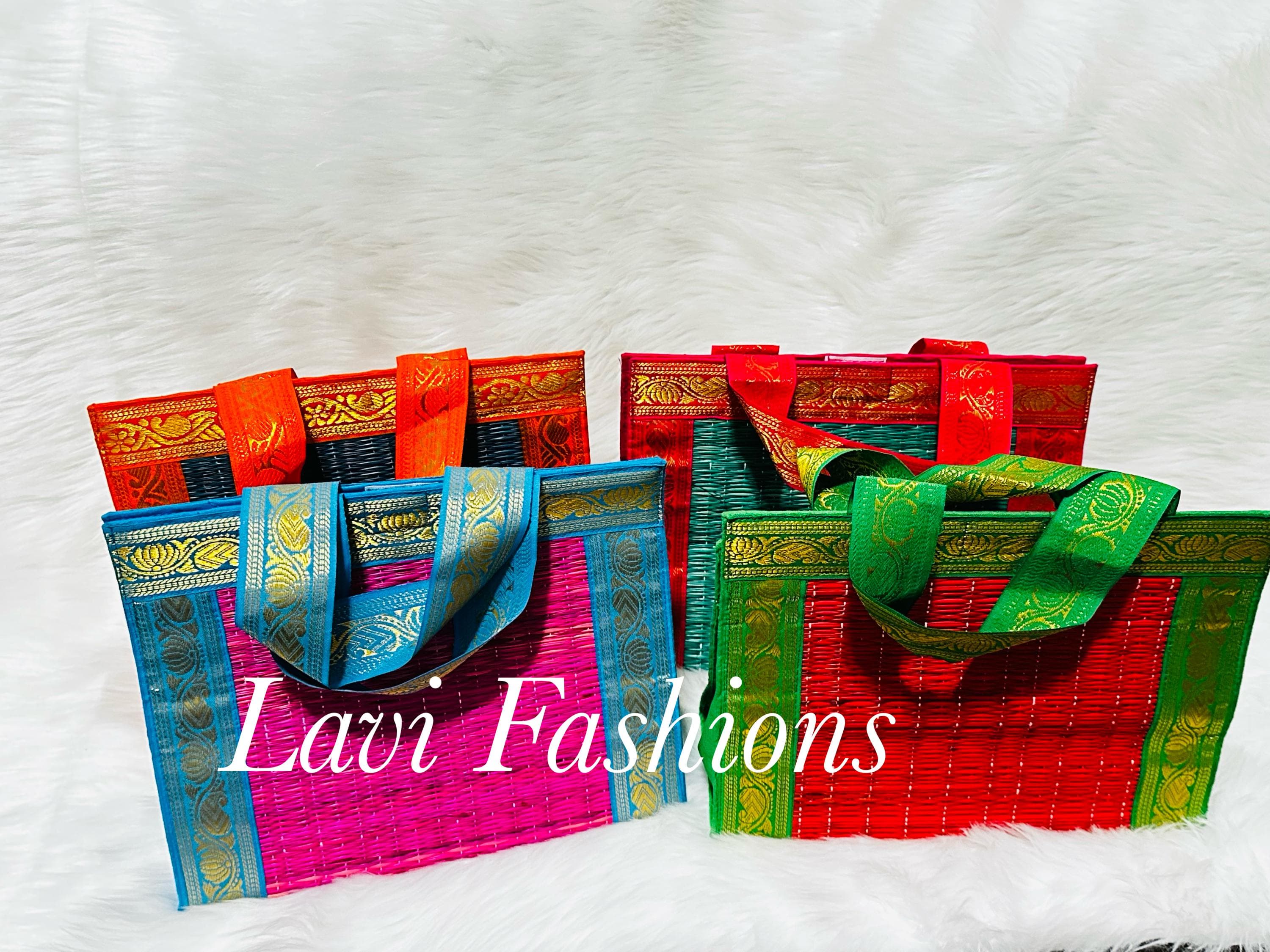 Korai Grass Thamboolam Bags Pack Of 5 | Eco-Friendly Wedding Favor Pooja Gift Bags Pack