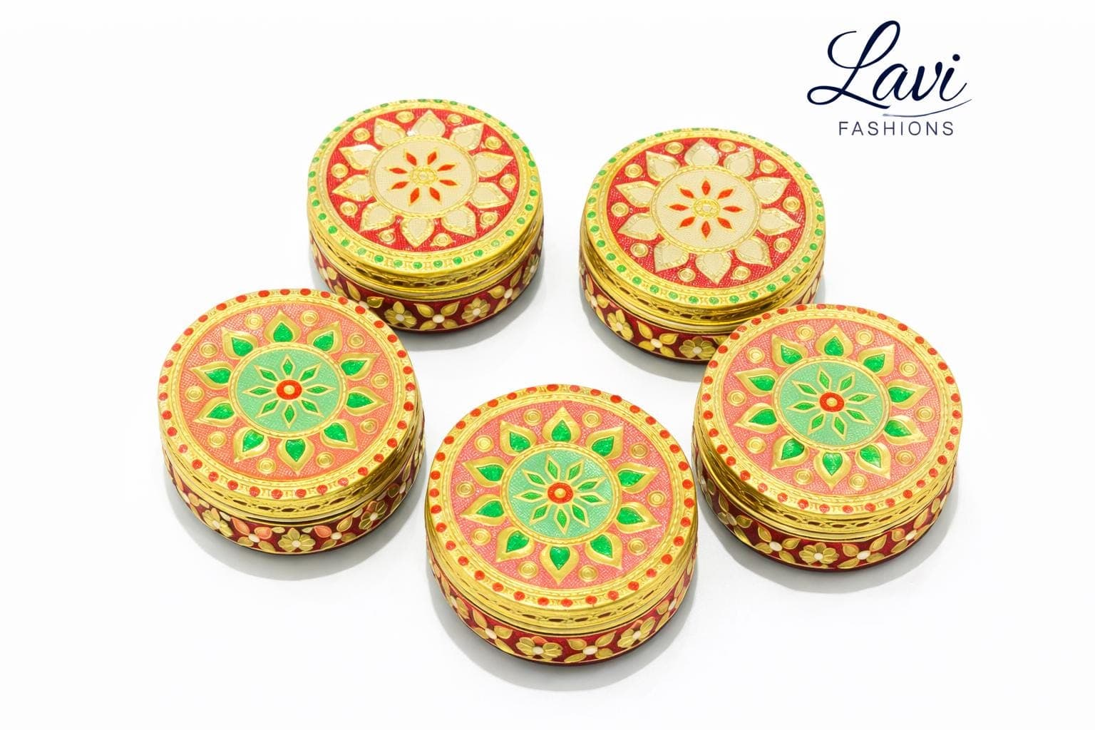 Meenakari Steel Boxes Pack of 10 USA | Indian Wedding Return Gift Bulk | Decorative Container | Thamboolam Favor